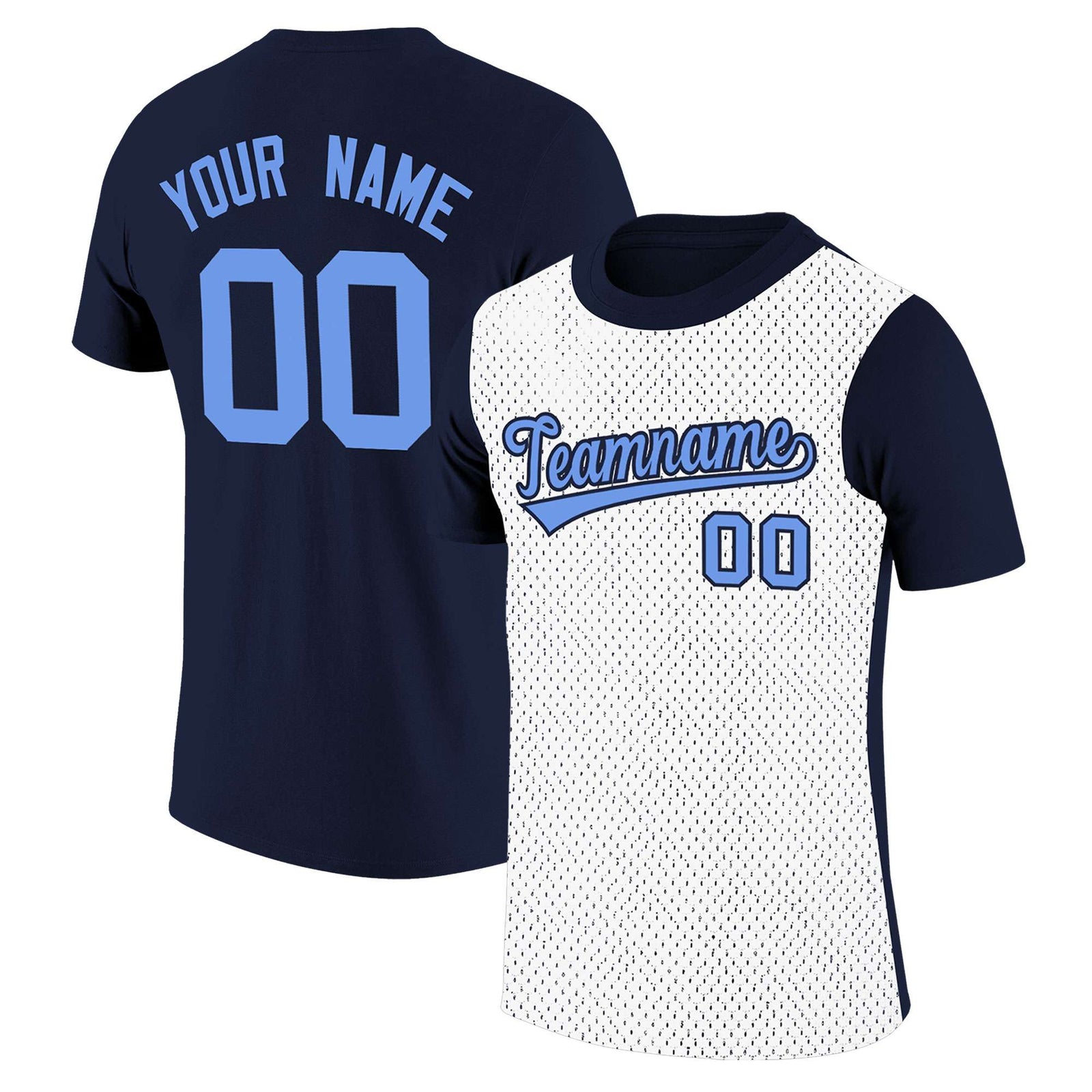 Custom Navy White Mesh Two Tone T-Shirt