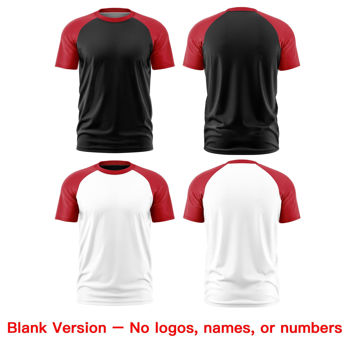 Custom Red Black White Reversible Raglan Sleeves Moisture-Wicking T-shirt| KXKSHOP