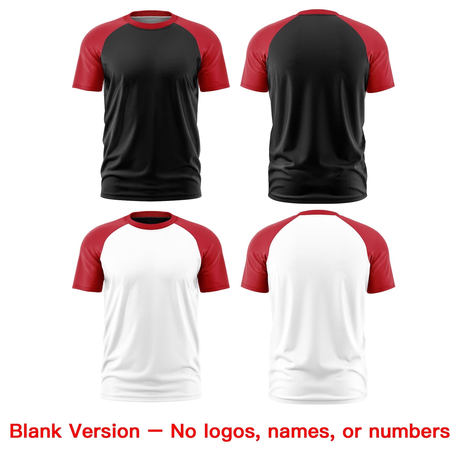 Custom Red Black White Reversible Raglan Sleeves Moisture-Wicking T-shirt| KXKSHOP