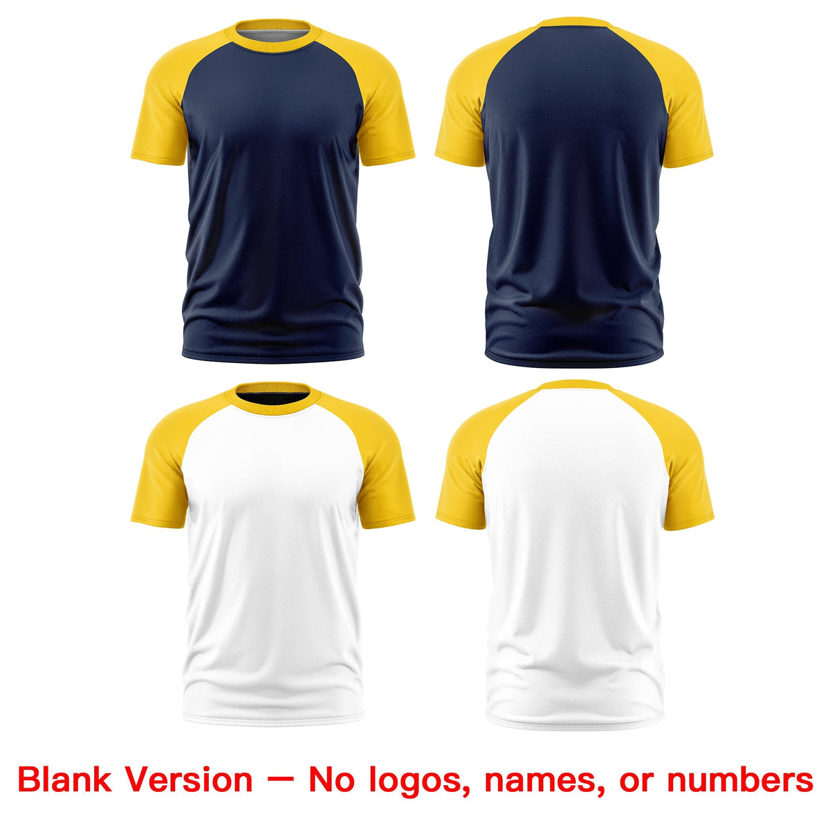 Custom Navy Gold White Reversible Raglan Sleeves Quick Dry T-shirt| KXKSHOP