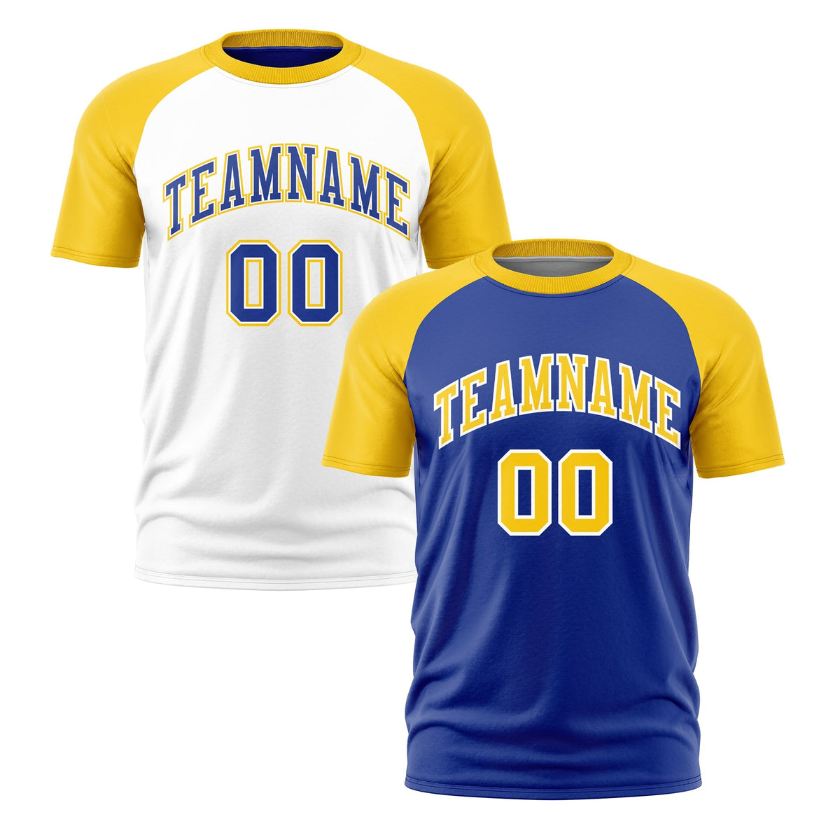 Custom Royal Blue Gold White Reversible Raglan Sleeves Quick Dry T-shirt| KXKSHOP