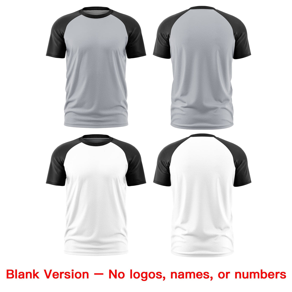 Custom Silver Black White Reversible Raglan Sleeves Quick Dry T-shirt| KXKSHOP