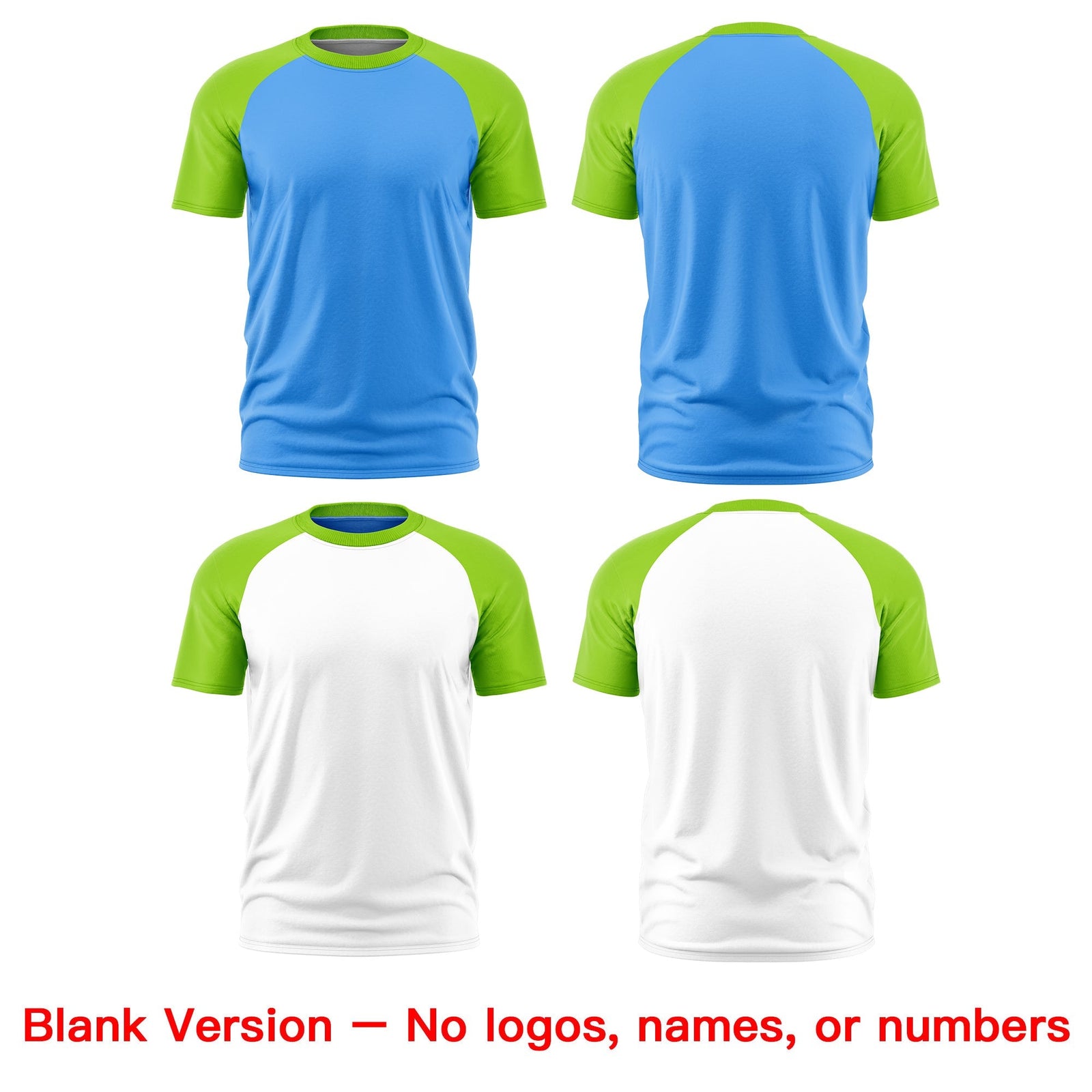 Custom Powder Blue Neon Green White Reversible Raglan Sleeves Quick Dry T-shirt| KXKSHOP