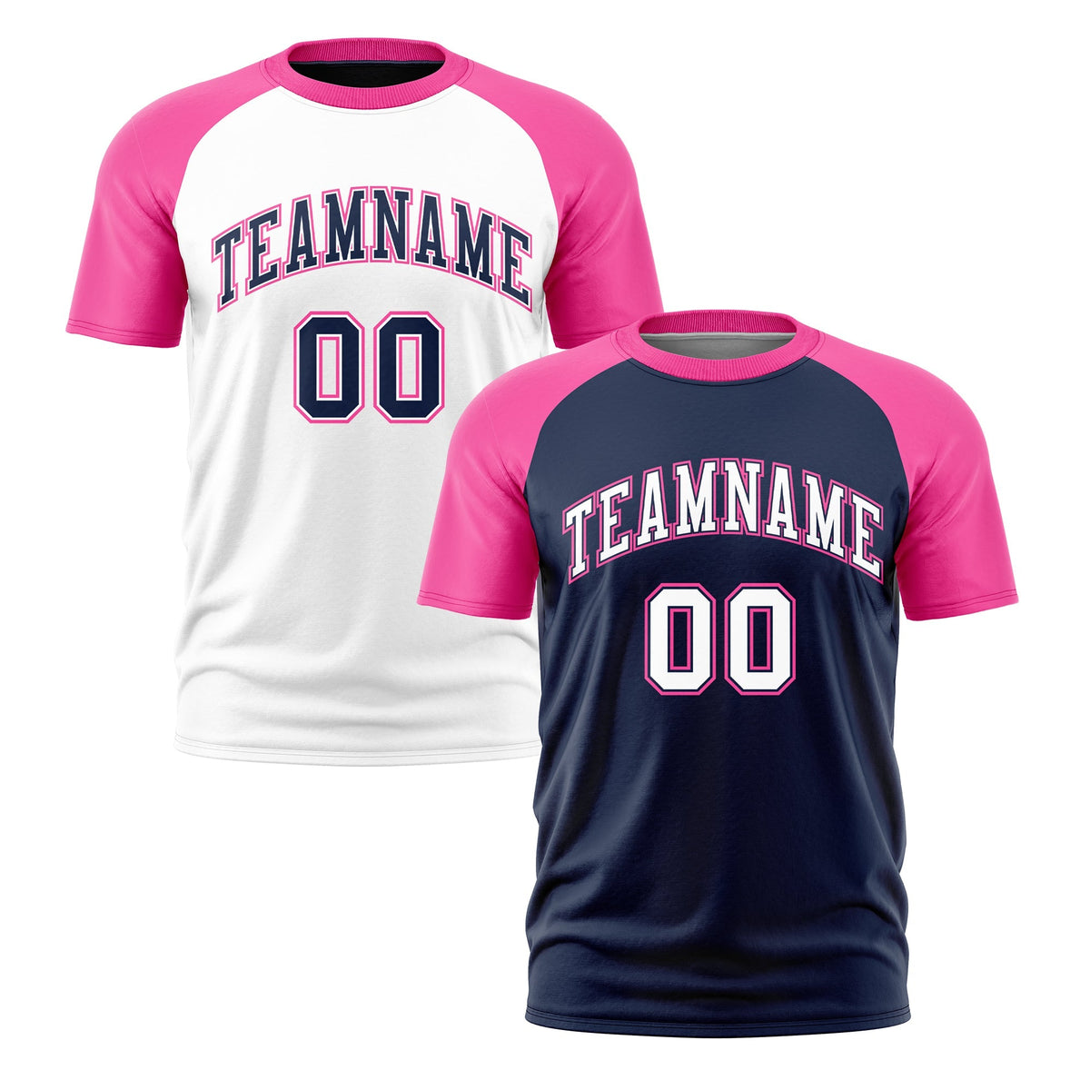 Custom White Pink Navy Reversible Raglan Sleeves Moisture-Wicking T-shirt| KXKSHOP