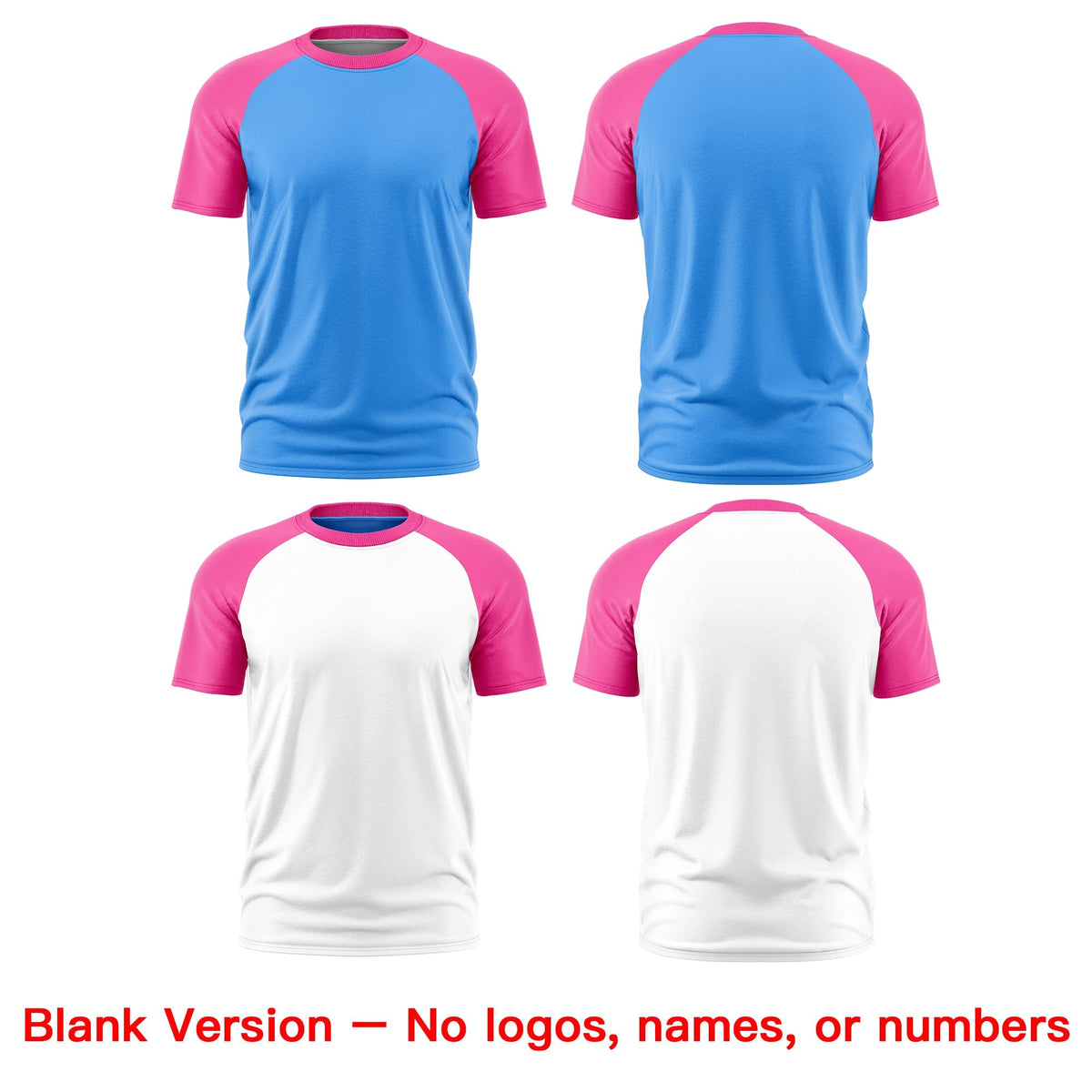 Custom Powder Blue Pink White Reversible Raglan Sleeves Quick Dry T-shirt| KXKSHOP