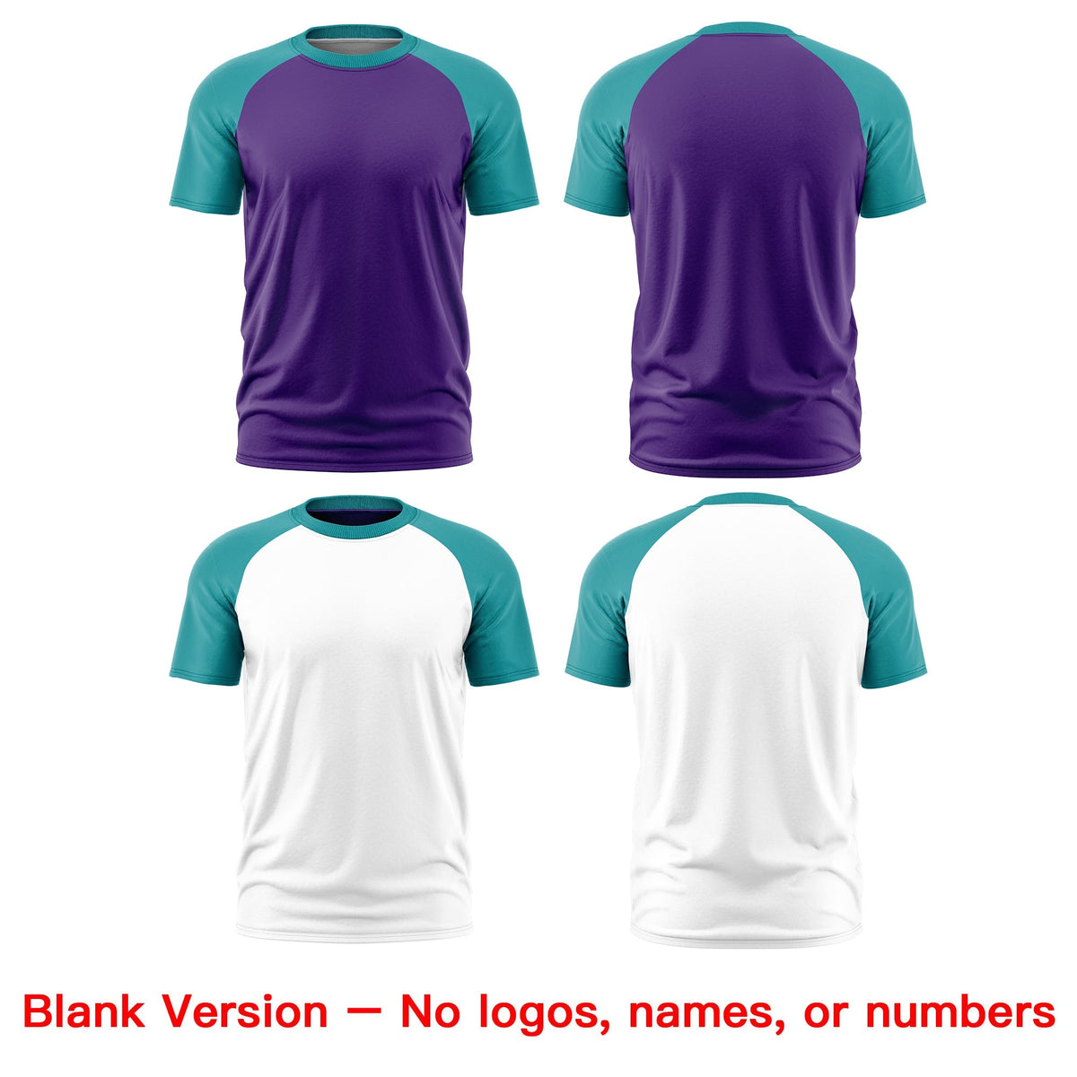 Custom Purple Teal White Reversible Raglan Sleeves Quick Dry T-shirt| KXKSHOP
