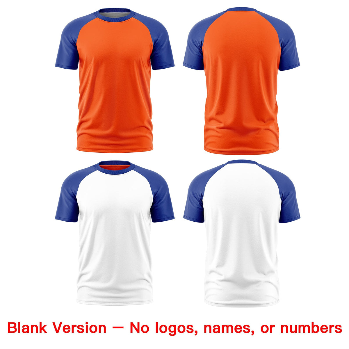 Custom Orange Royal Blue White Reversible Raglan Sleeves Quick Dry T-shirt| KXKSHOP