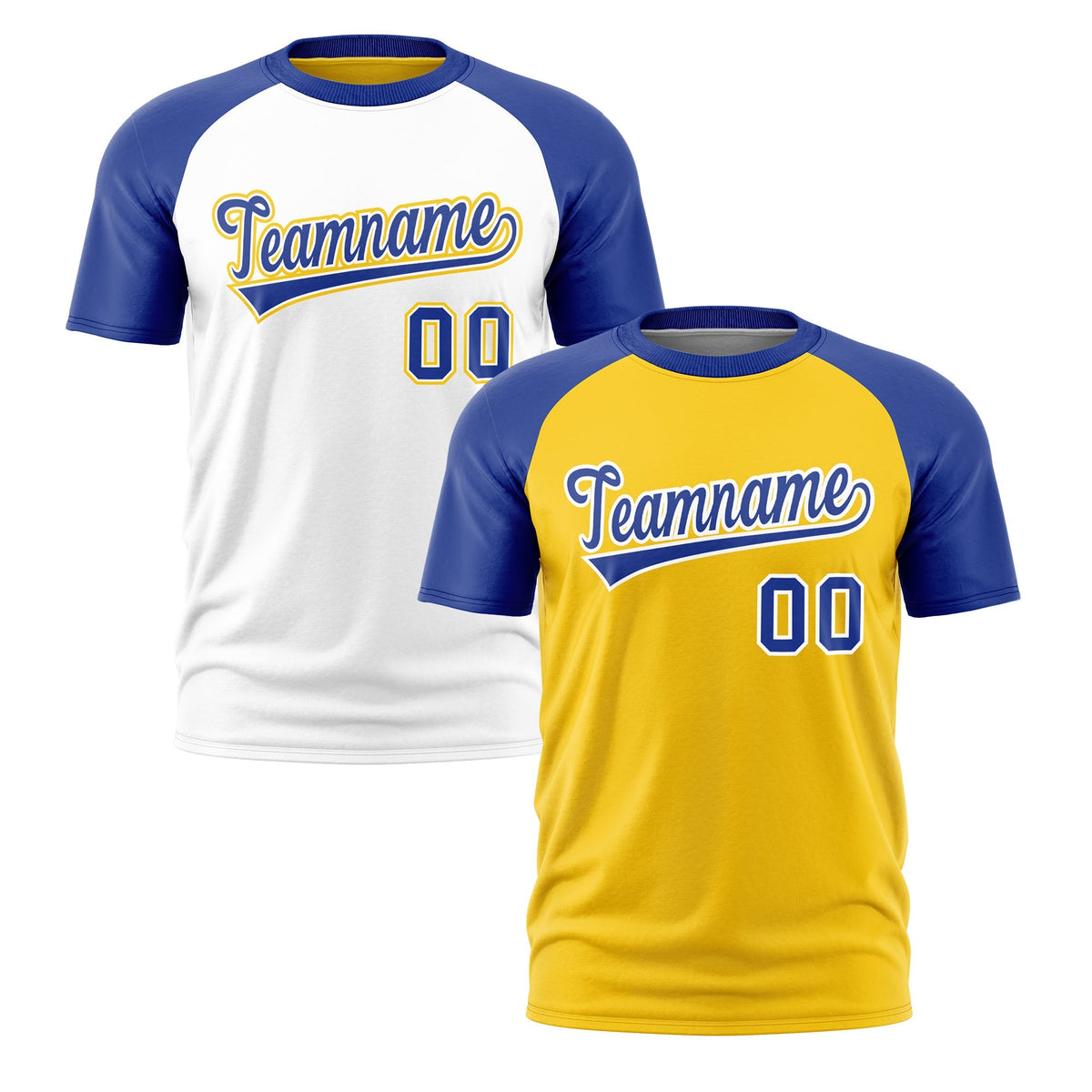 Custom Gold Royal Blue White Reversible Raglan Sleeves Moisture-Wicking T-shirt| KXKSHOP