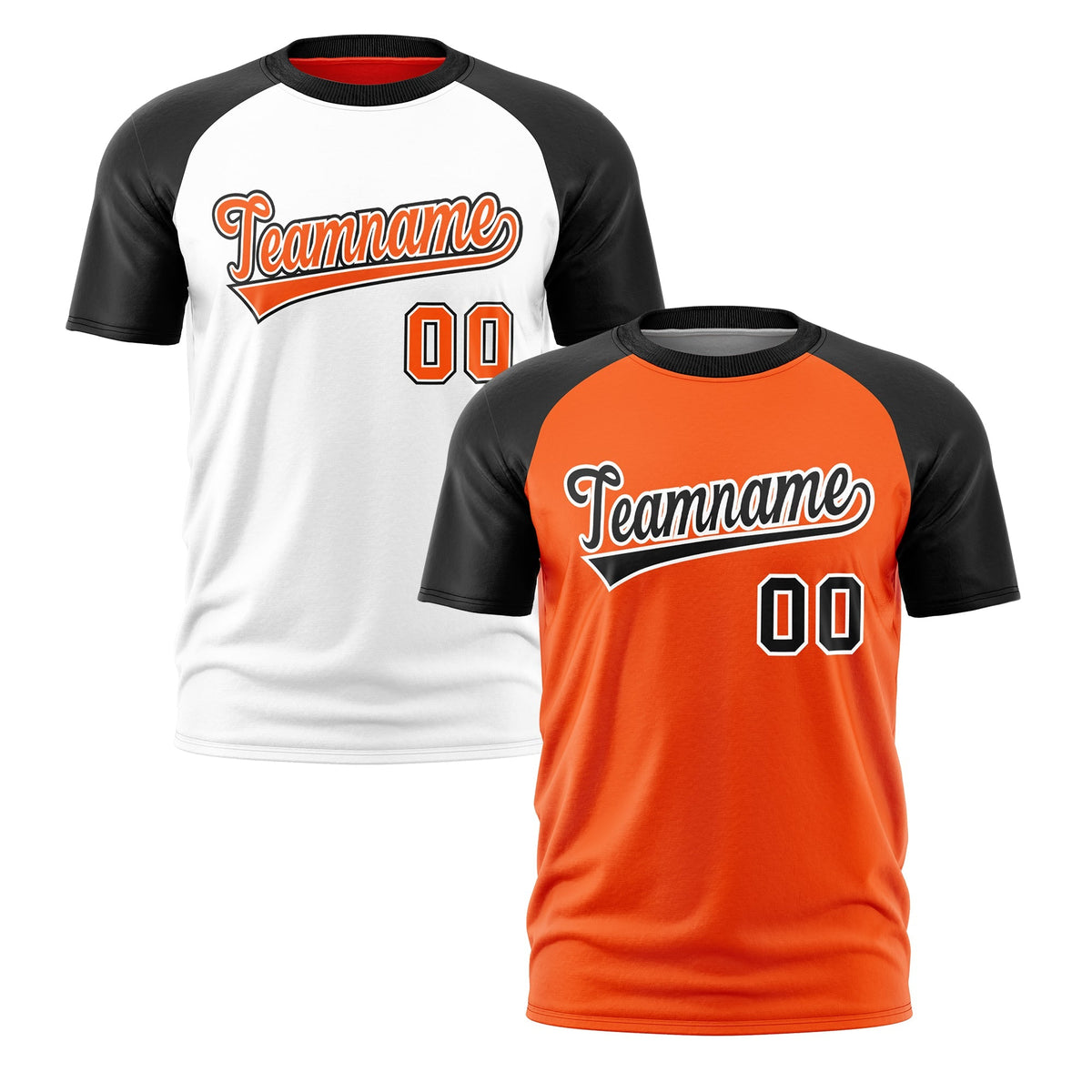 Custom Orange Black White Reversible Raglan Sleeves Moisture-Wicking T-shirt| KXKSHOP