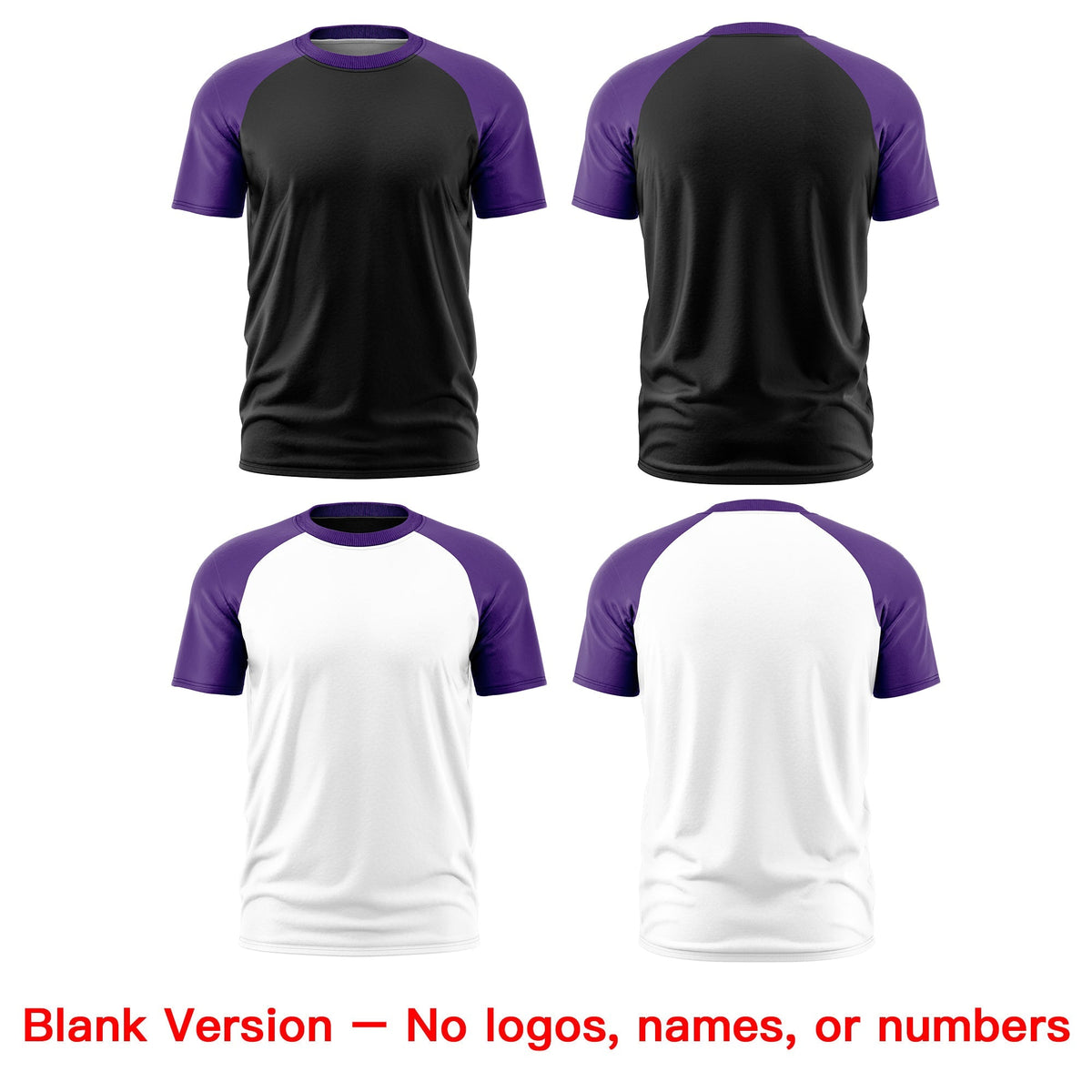 Custom Black Purple White Reversible Raglan Sleeves Moisture-Wicking T-shirt| KXKSHOP