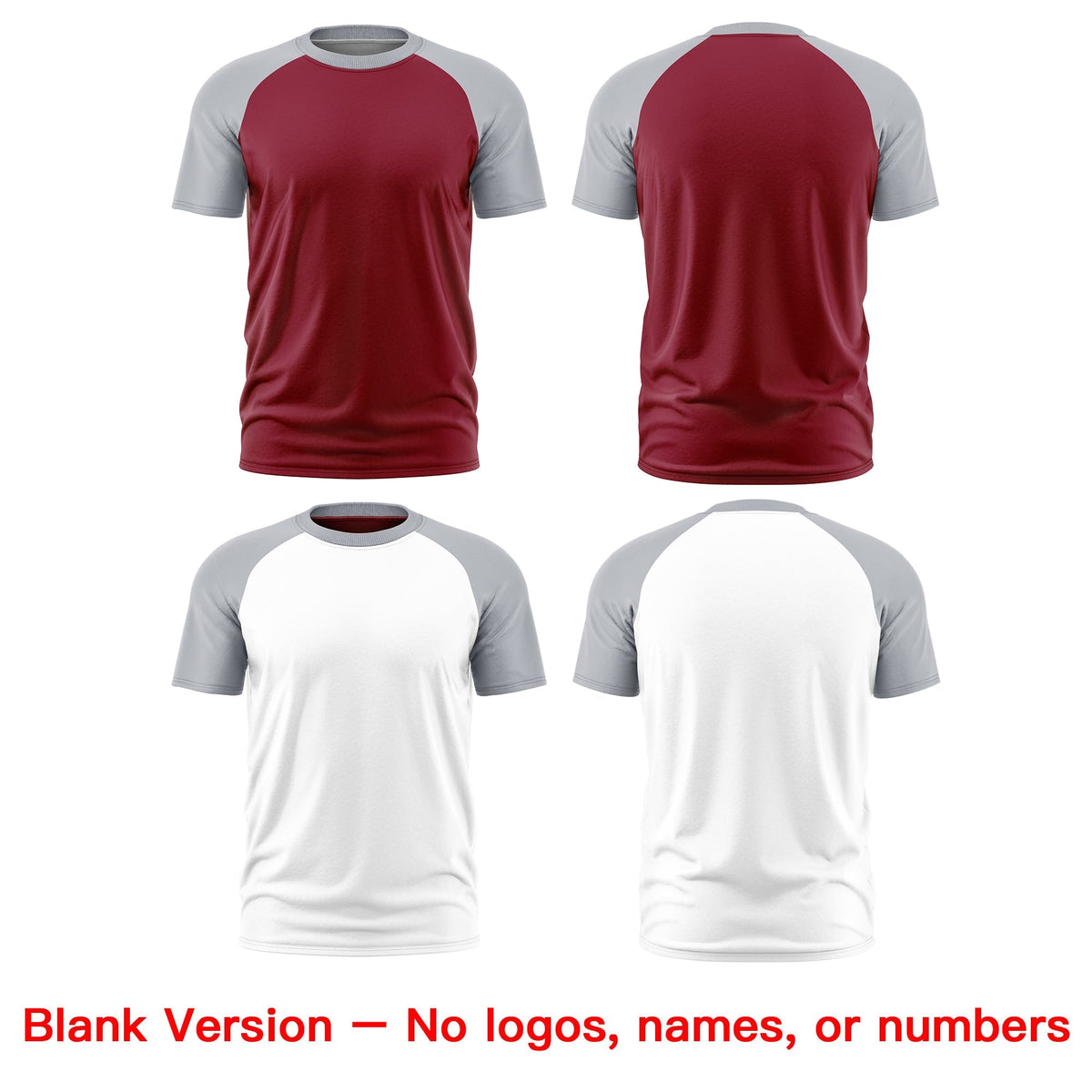 Custom Crimson Silver White Reversible Raglan Sleeves Moisture-Wicking T-shirt| KXKSHOP