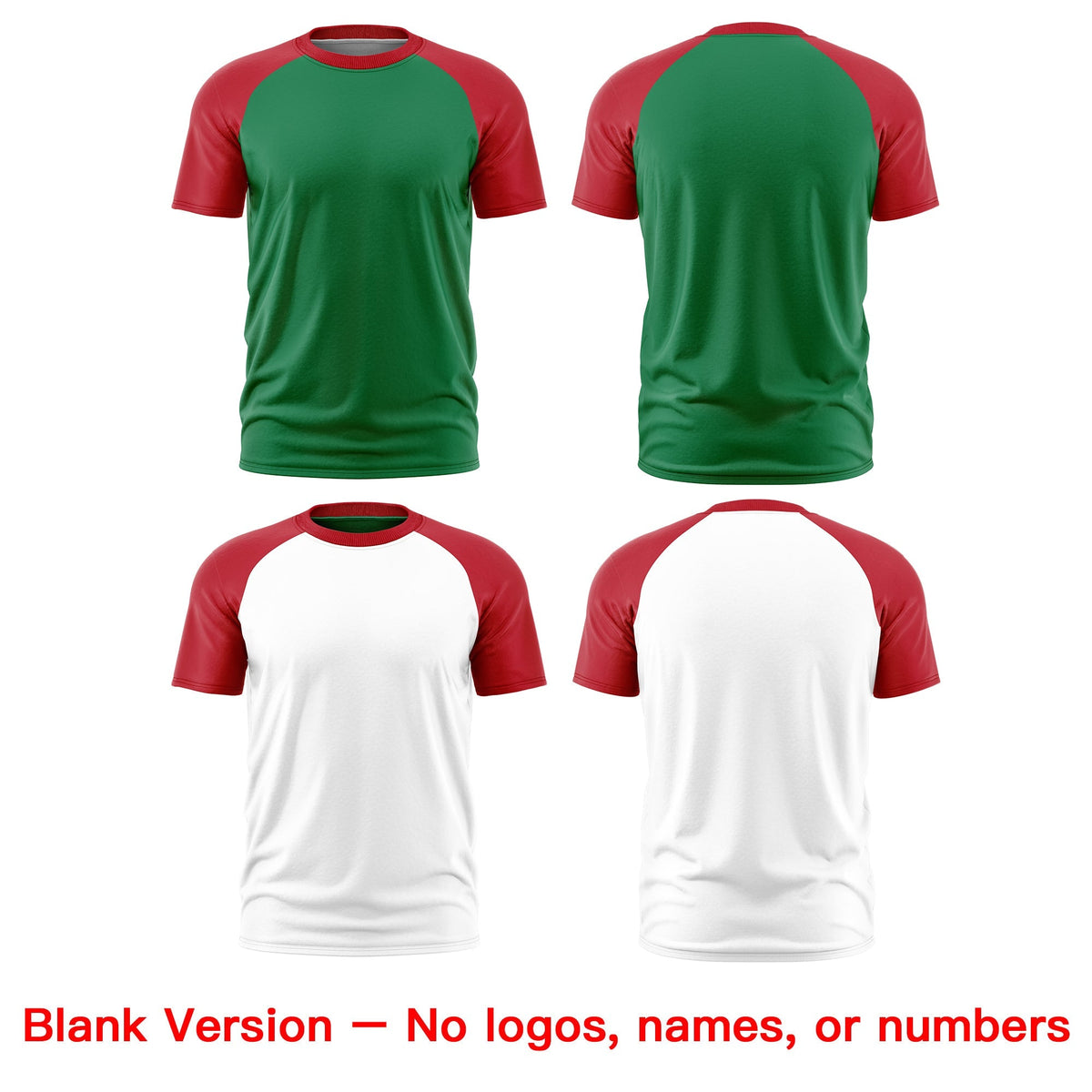 Custom Kelly Green Red White Reversible Raglan Sleeves Quick Dry T-shirt| KXKSHOP
