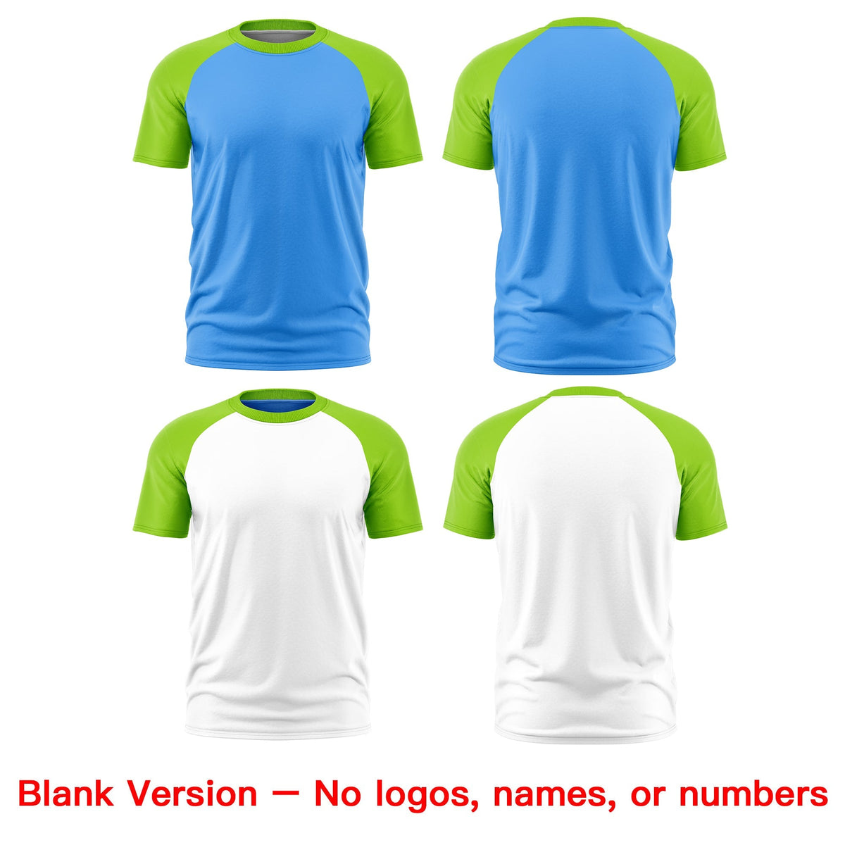 Custom Powder Blue Neon Green White Reversible Raglan Sleeves Quick Dry T-shirt| KXKSHOP