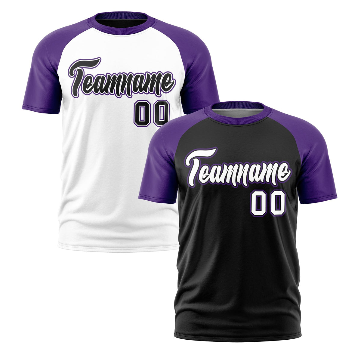Custom Black Purple White Reversible Raglan Sleeves Moisture-Wicking T-shirt| KXKSHOP