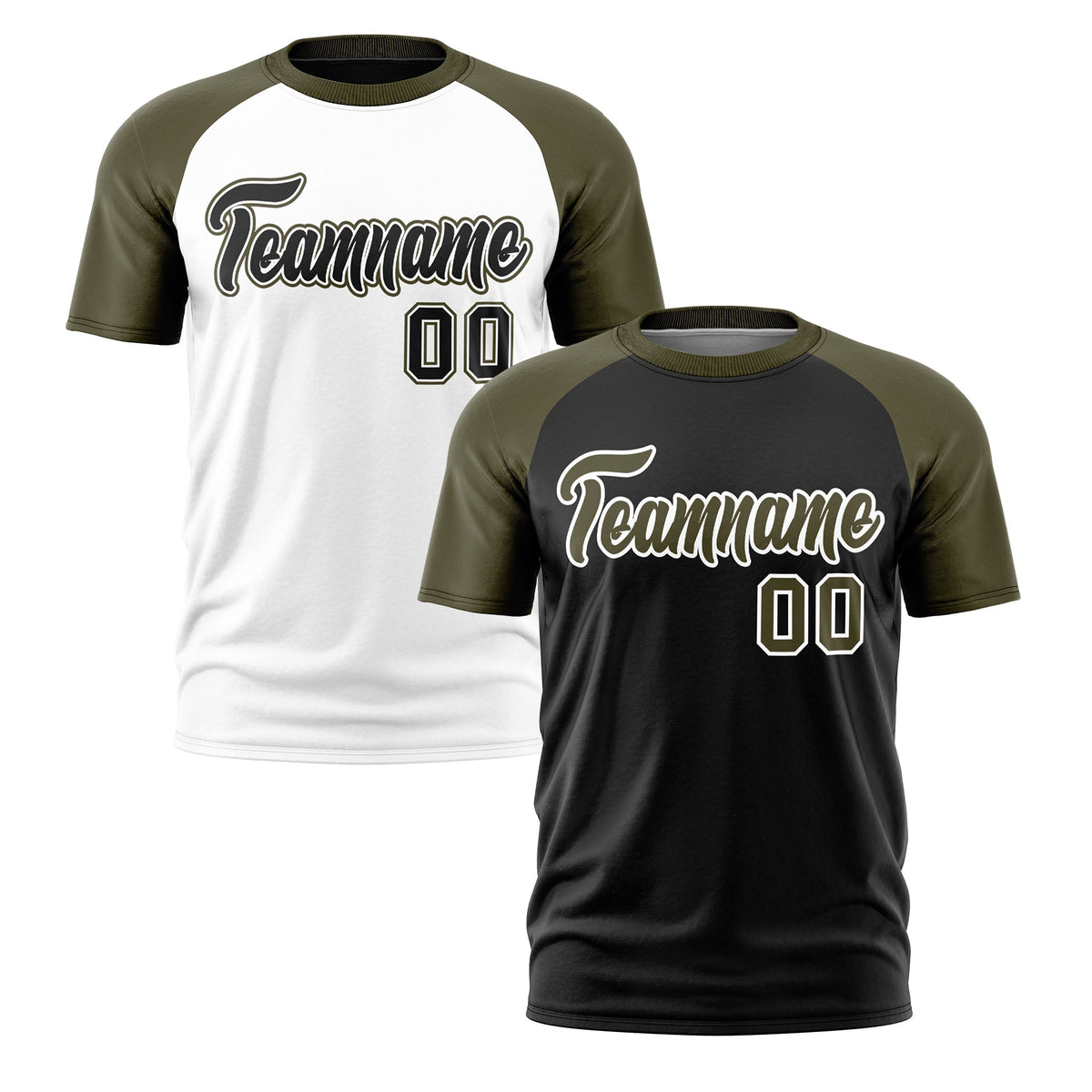 Custom Black Olive White Reversible Raglan Sleeves Quick Dry T-shirt| KXKSHOP