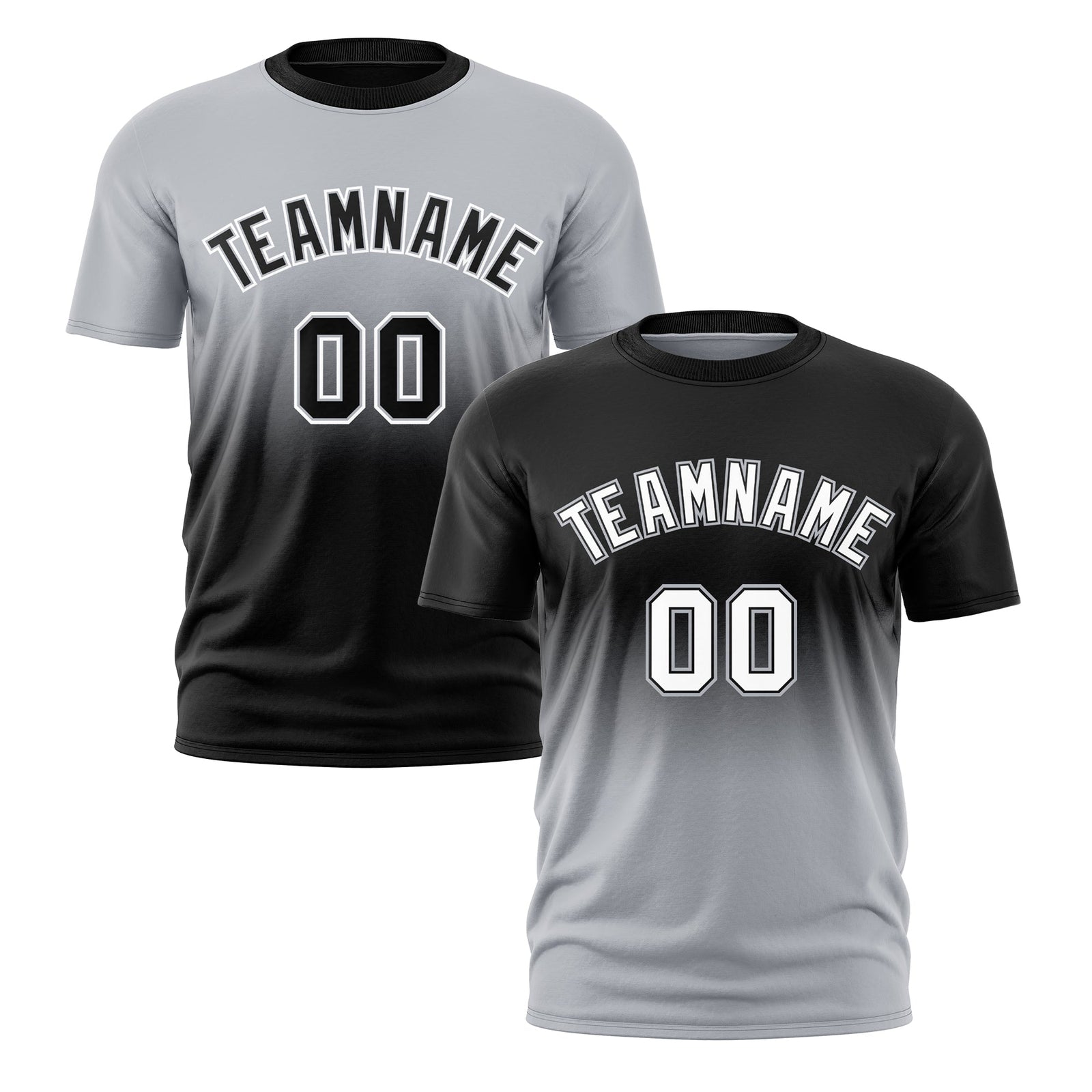 Custom Silver Black Gradient Fashion Reversible Quick Dry T-shirt| KXKSHOP