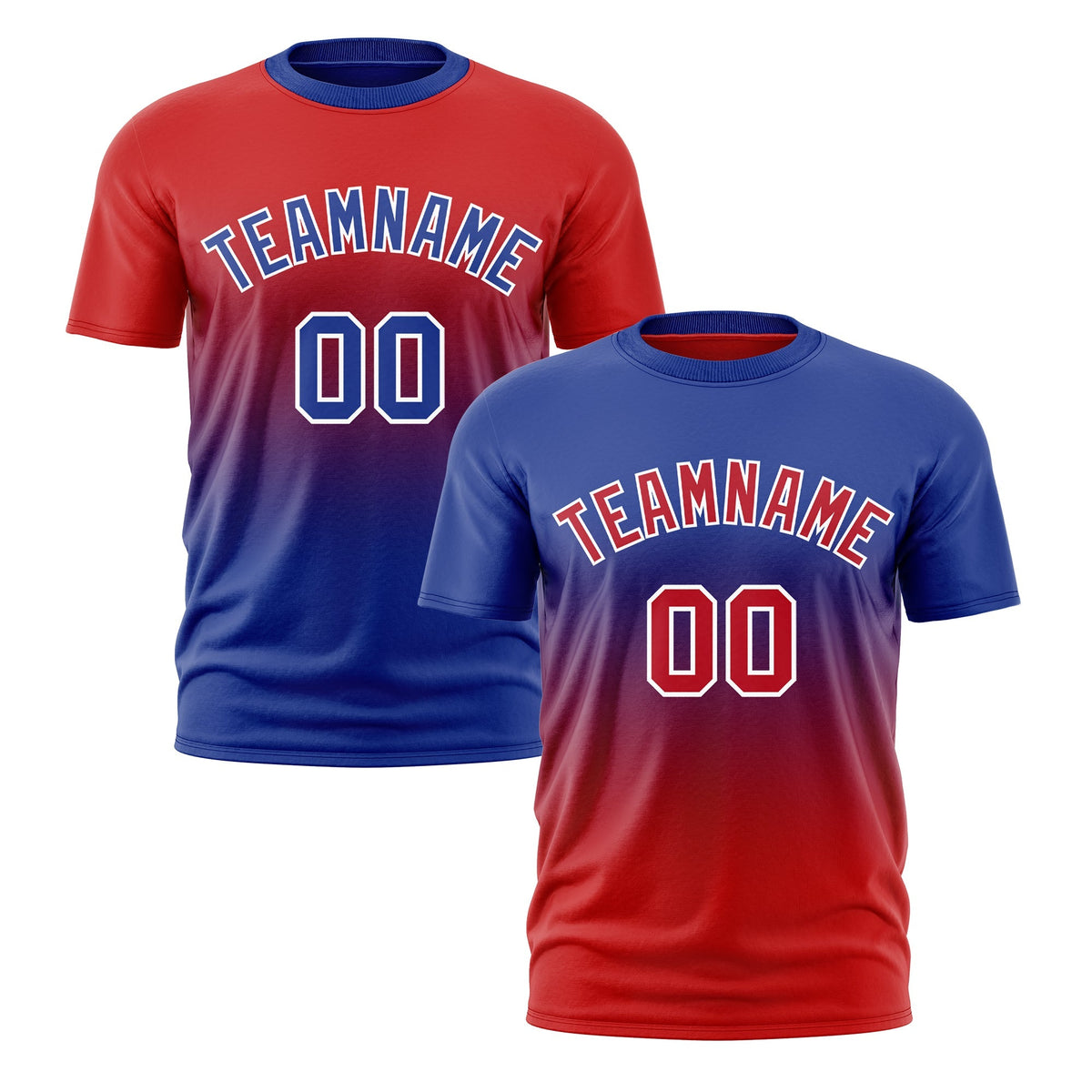 Custom Red Royal Blue Gradient Fashion Reversible Lightweight T-shirt| KXKSHOP