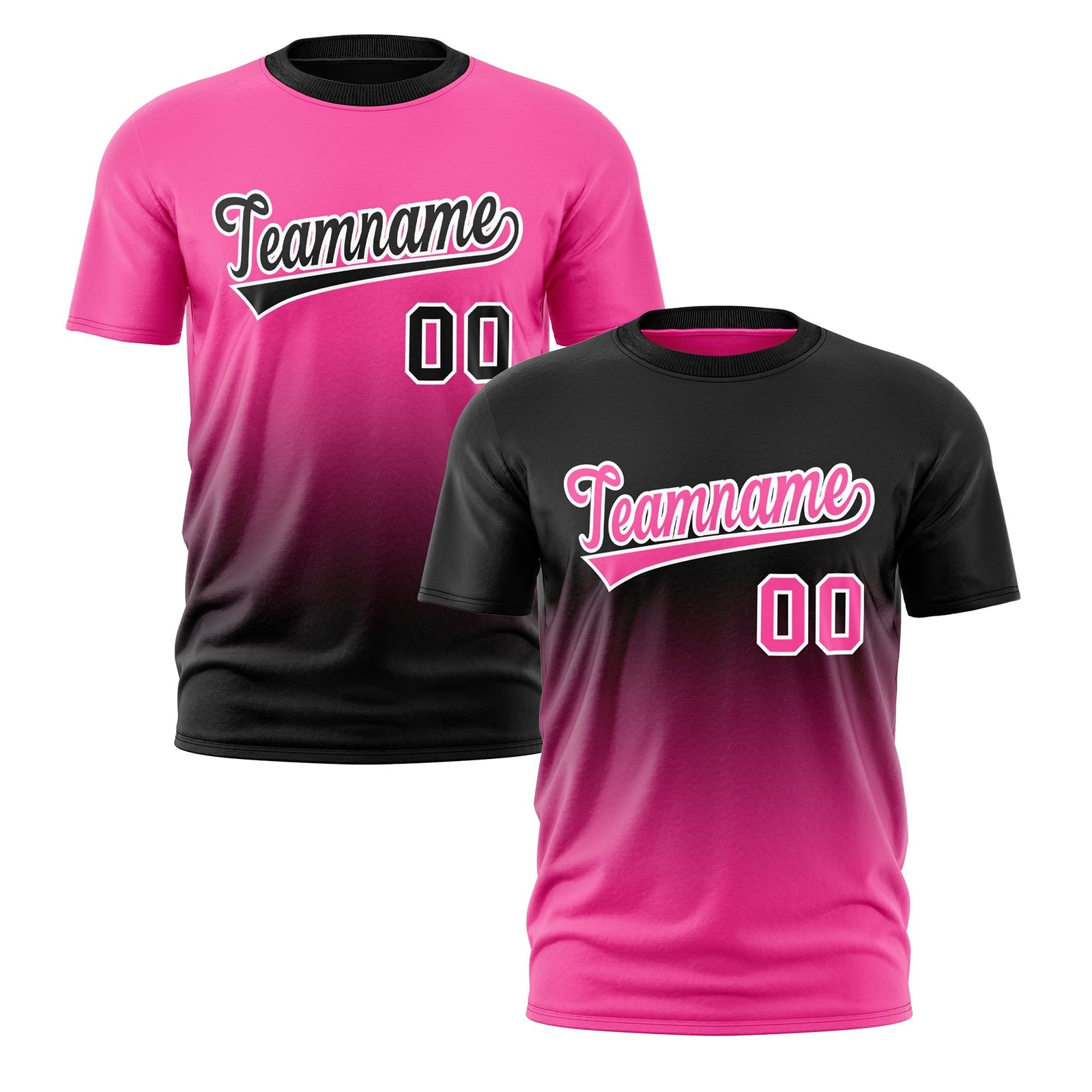 Custom Pink Black Gradient Fashion Reversible Quick Dry T-shirt| KXKSHOP
