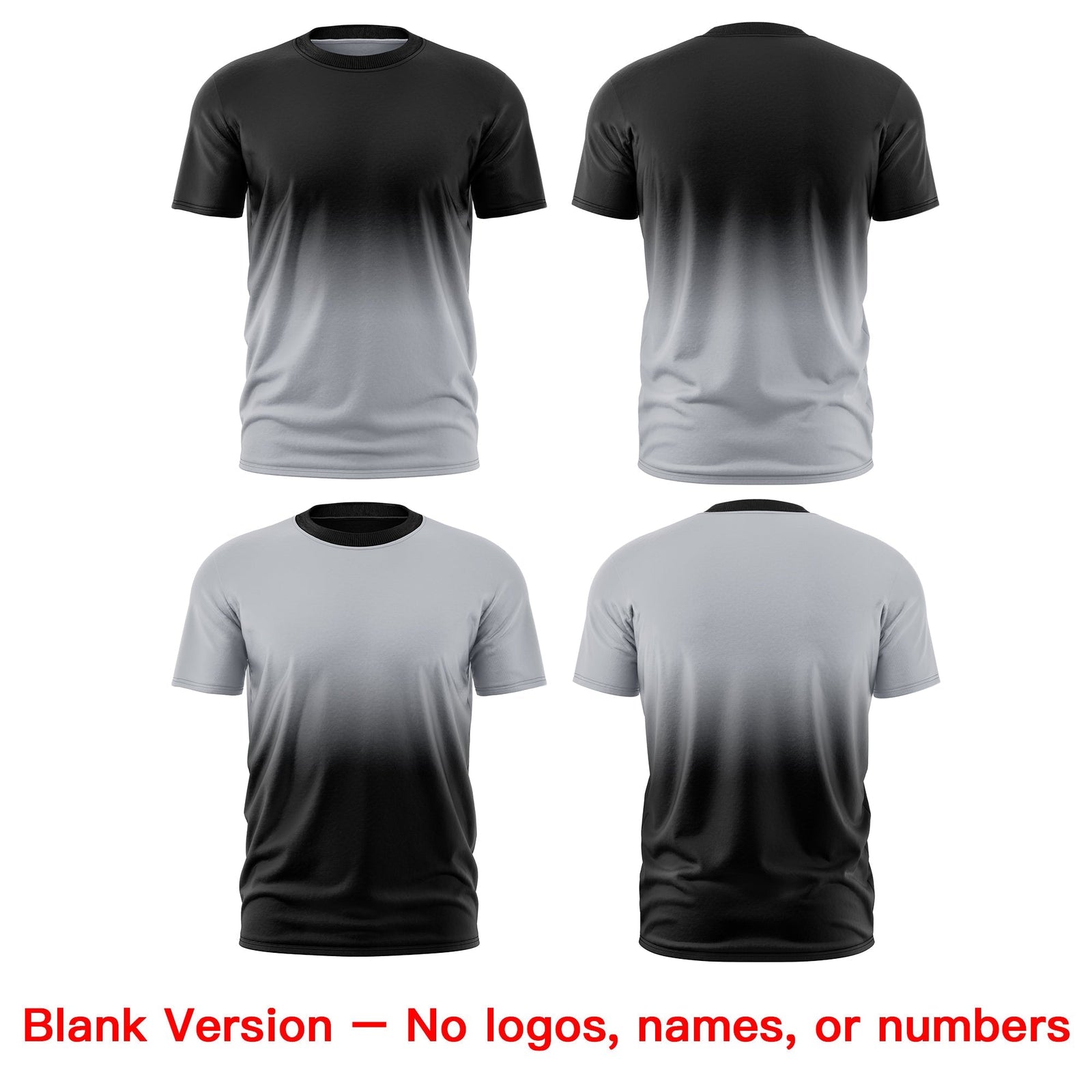 Custom Silver Black Gradient Fashion Reversible Quick Dry T-shirt| KXKSHOP