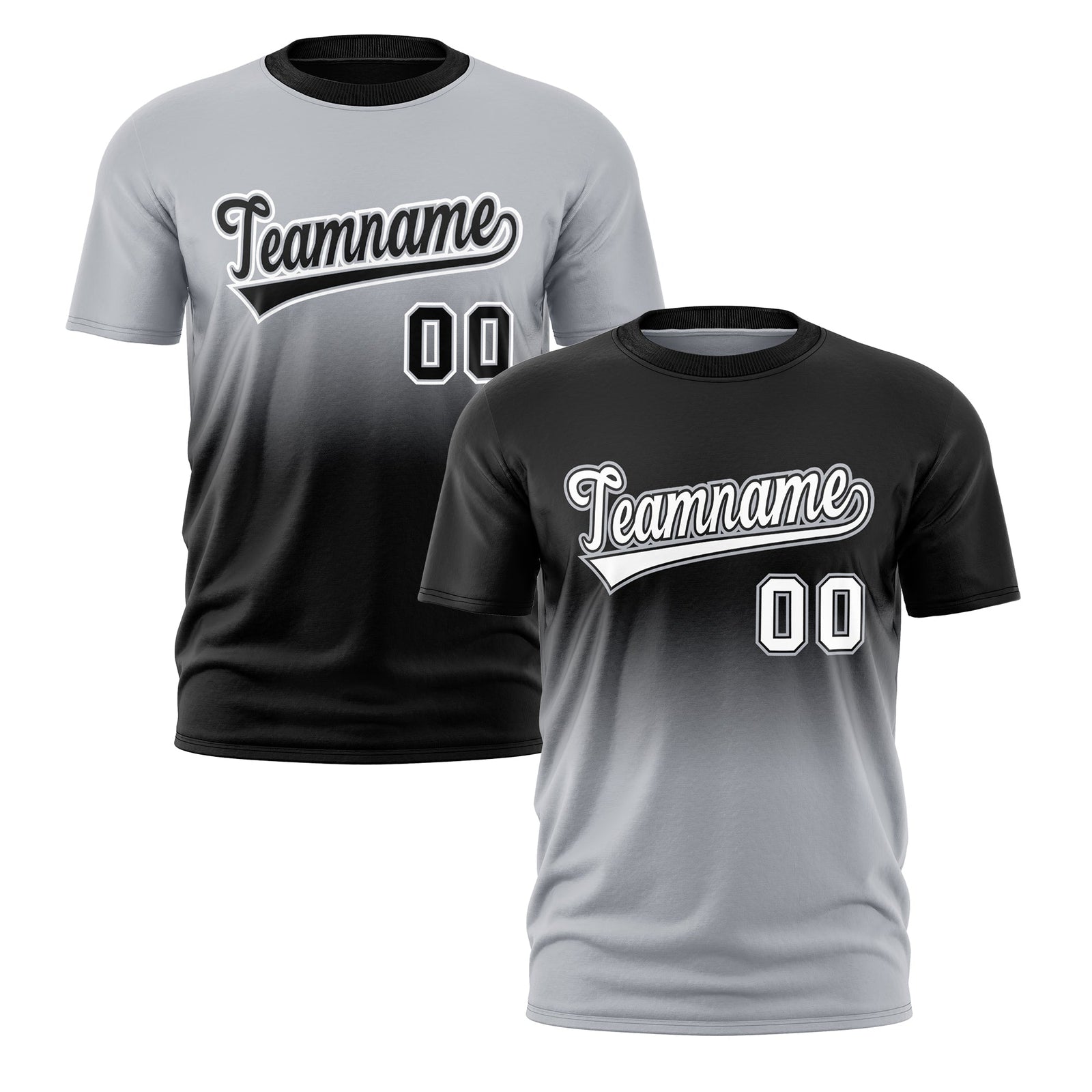 Custom Silver Black Gradient Fashion Reversible Quick Dry T-shirt| KXKSHOP