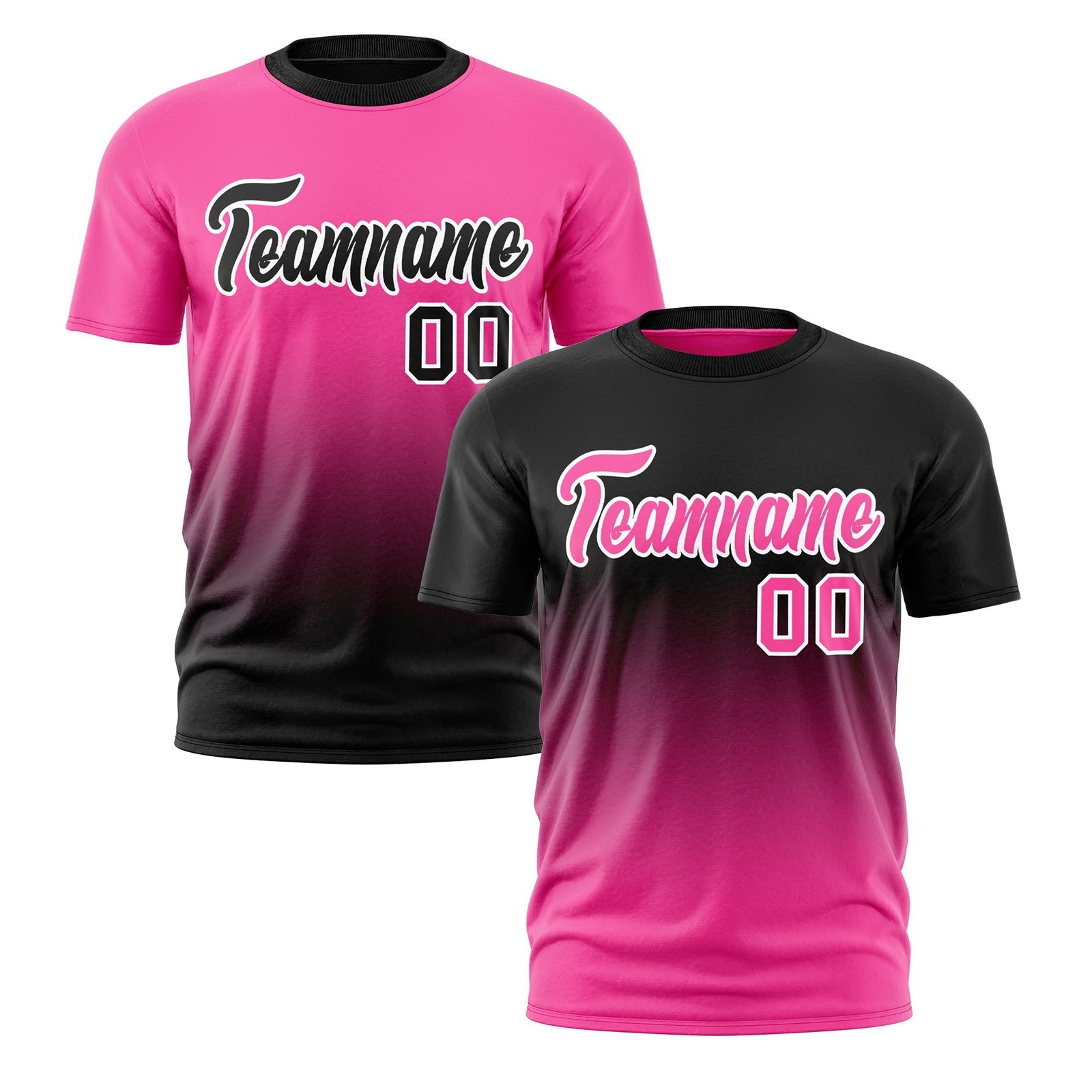 Custom Pink Black Gradient Fashion Reversible Quick Dry T-shirt| KXKSHOP