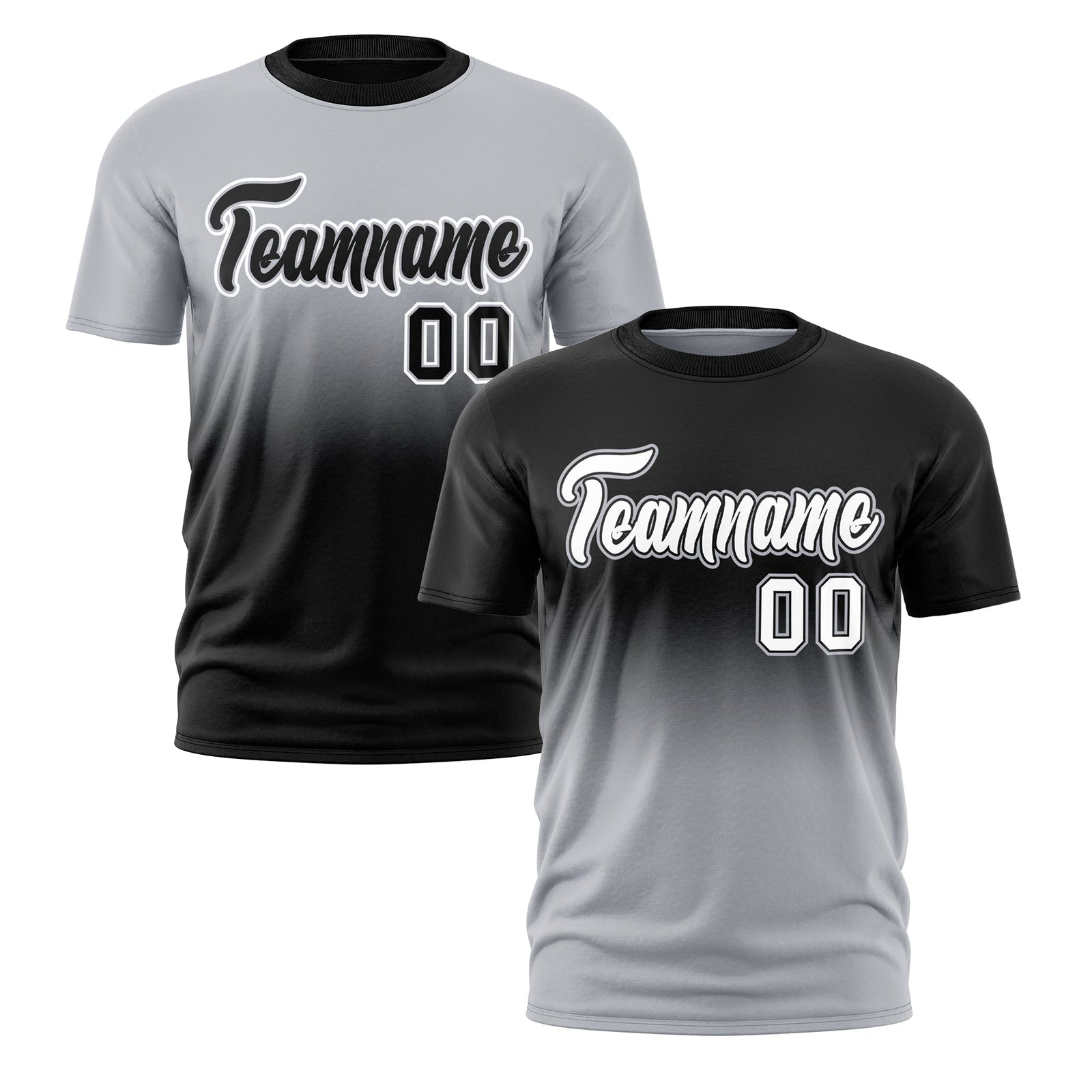 Custom Silver Black Gradient Fashion Reversible Quick Dry T-shirt| KXKSHOP