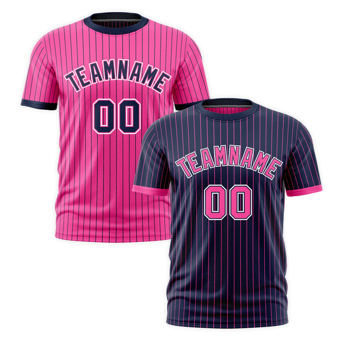 Custom Pink Navy White Reversible Stripe Fashion T-shirt| KXKSHOP