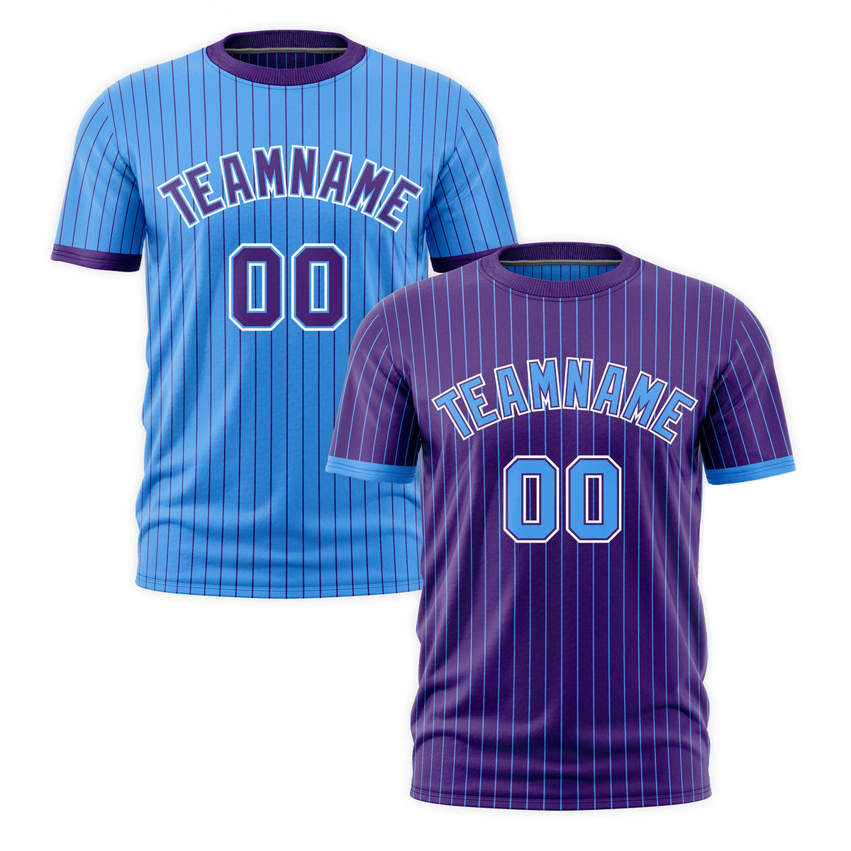 Custom Powder Blue Purple White Reversible Stripe Fashion T-shirt| KXKSHOP