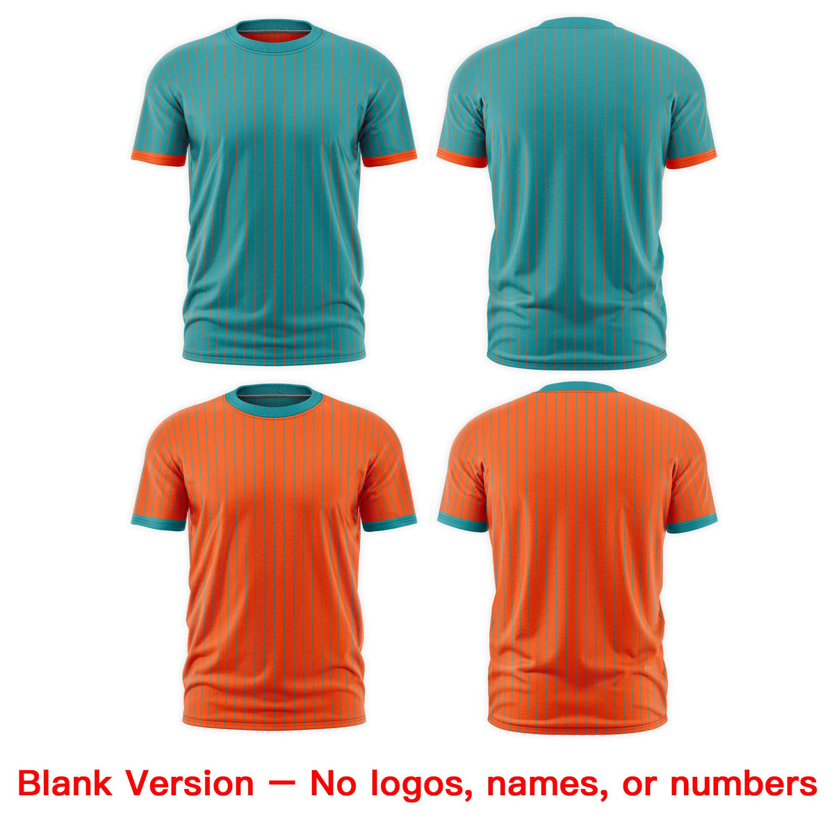 Custom Orange Aqua White Reversible Stripe Fashion T-shirt| KXKSHOP