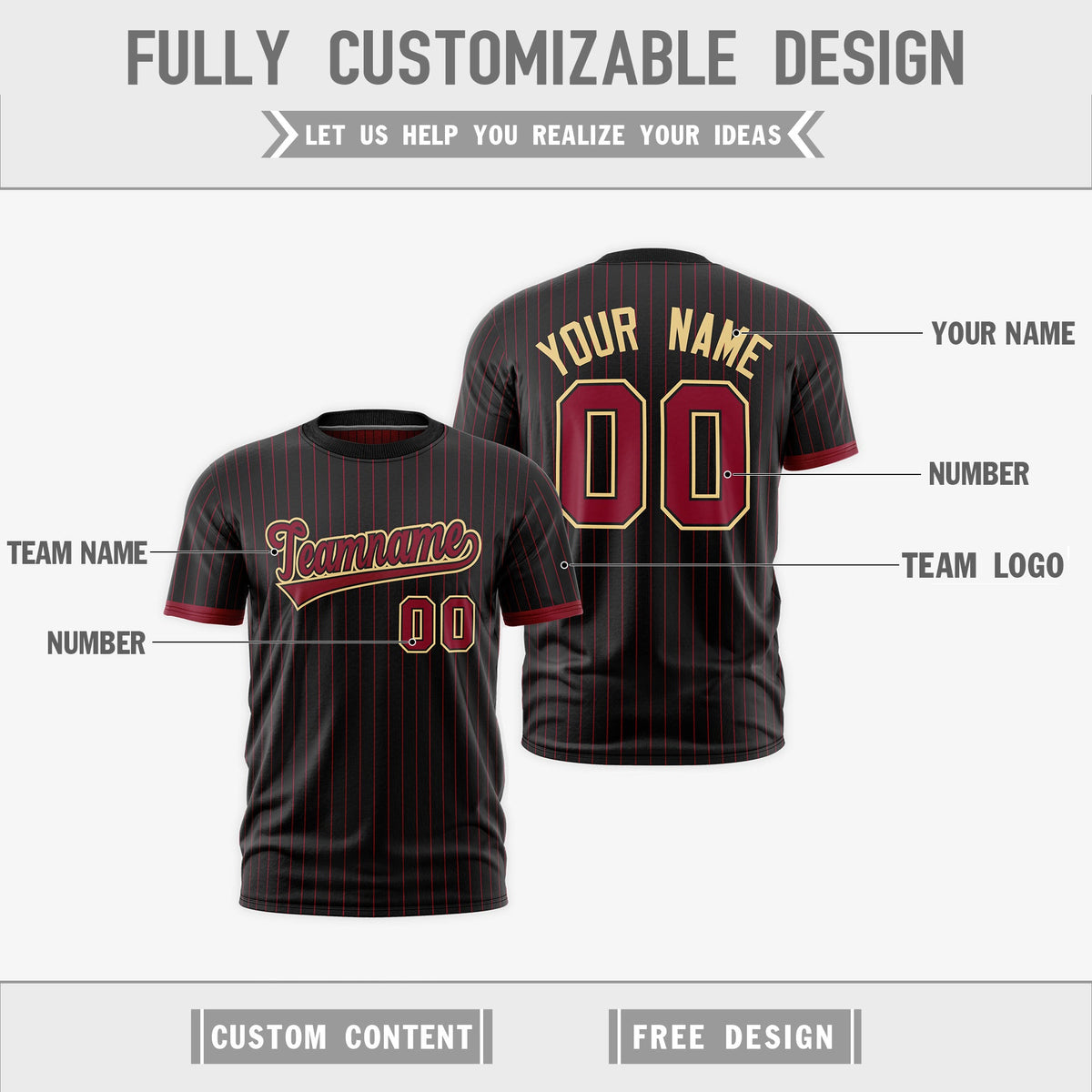 Custom Crimson Black Khaki Reversible Stripe Fashion T-shirt| KXKSHOP
