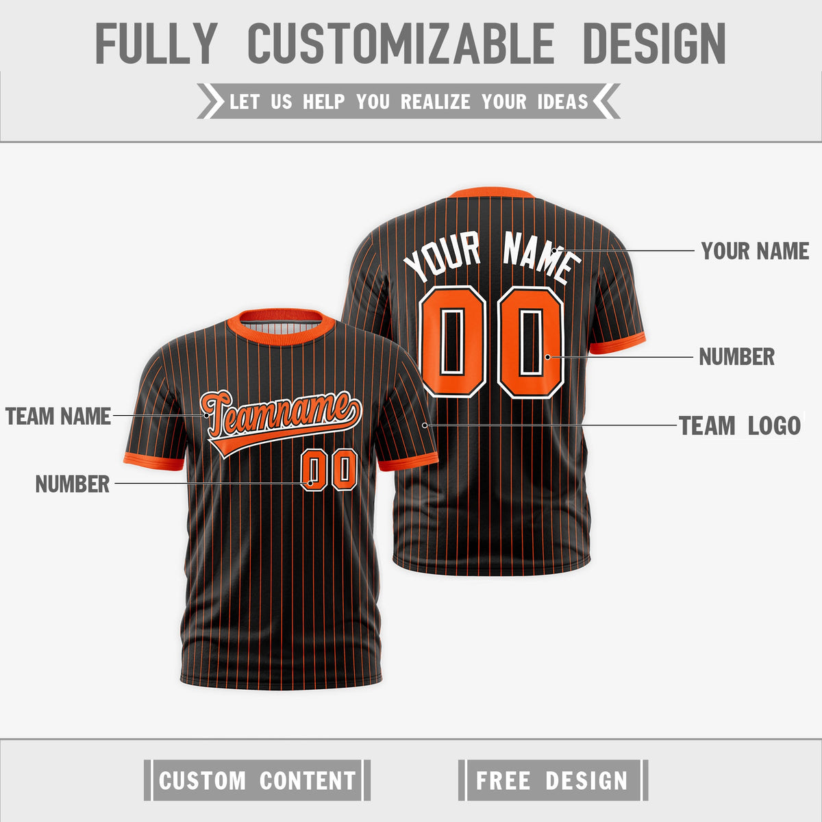Custom Orange Black White Reversible Stripe Fashion T-shirt| KXKSHOP