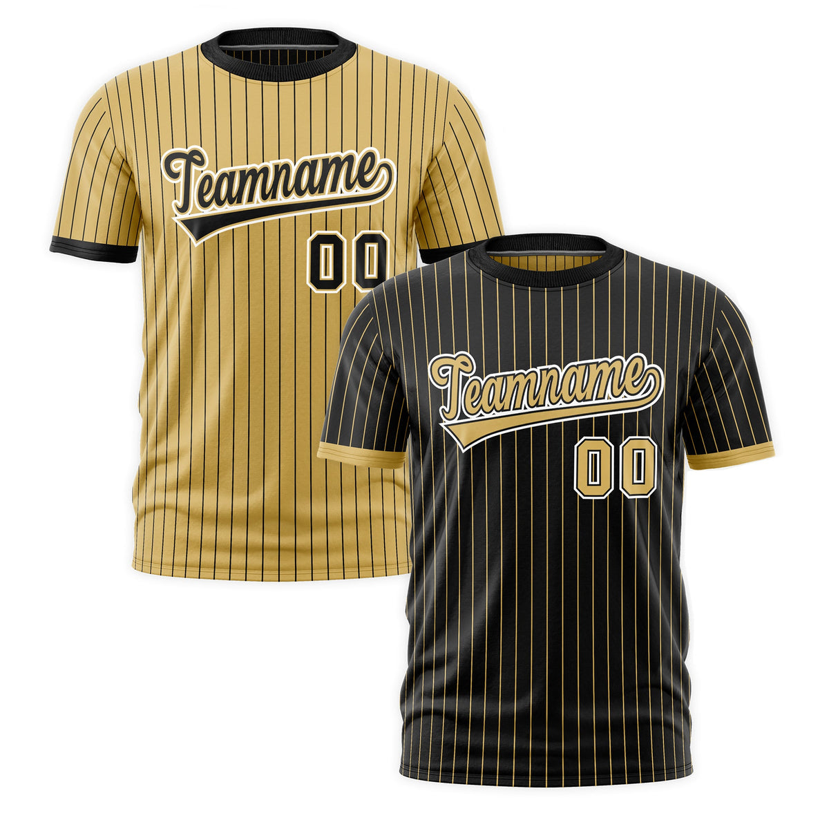 Custom Old Gold Black White Reversible Stripe Fashion T-shirt| KXKSHOP