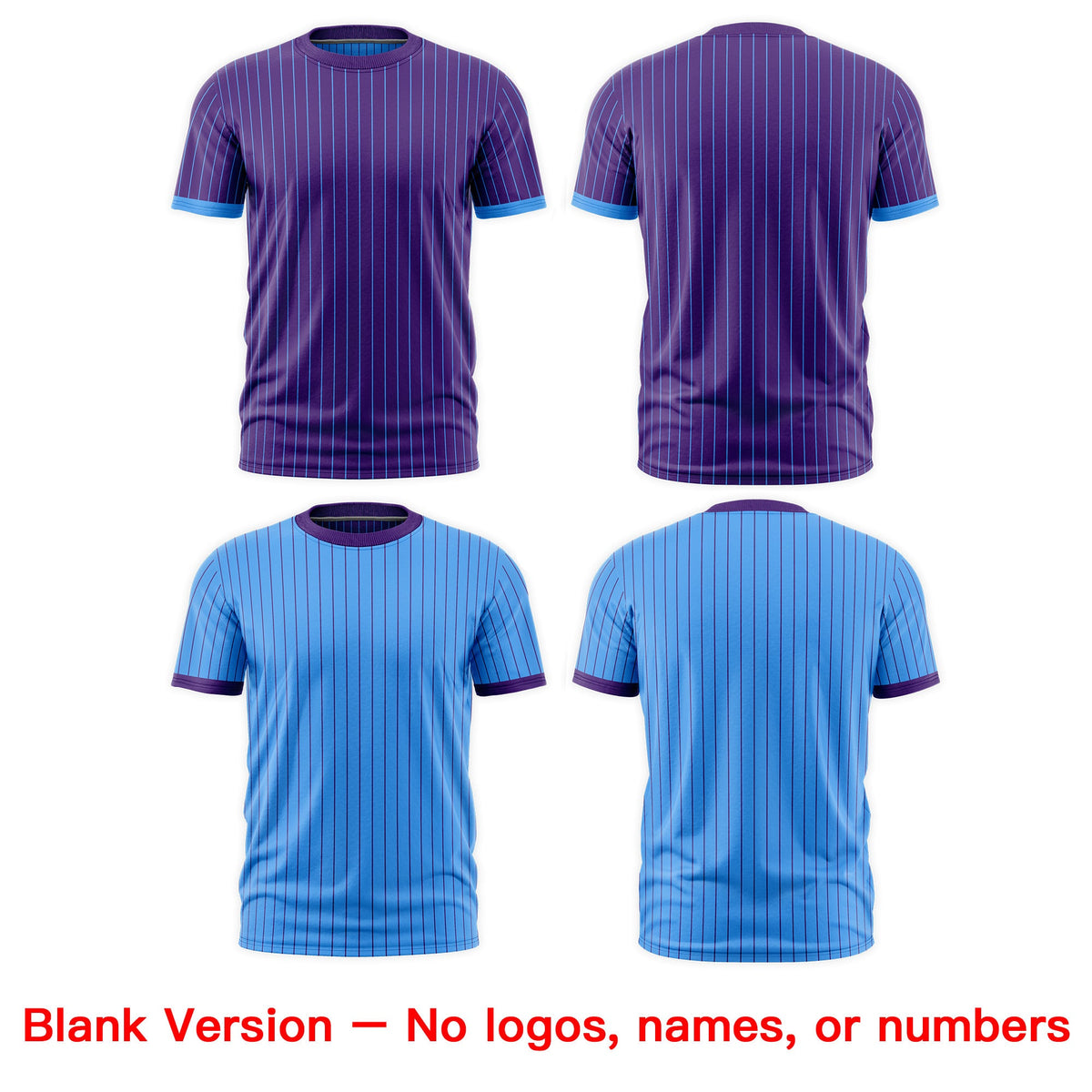 Custom Powder Blue Purple White Reversible Stripe Fashion T-shirt| KXKSHOP