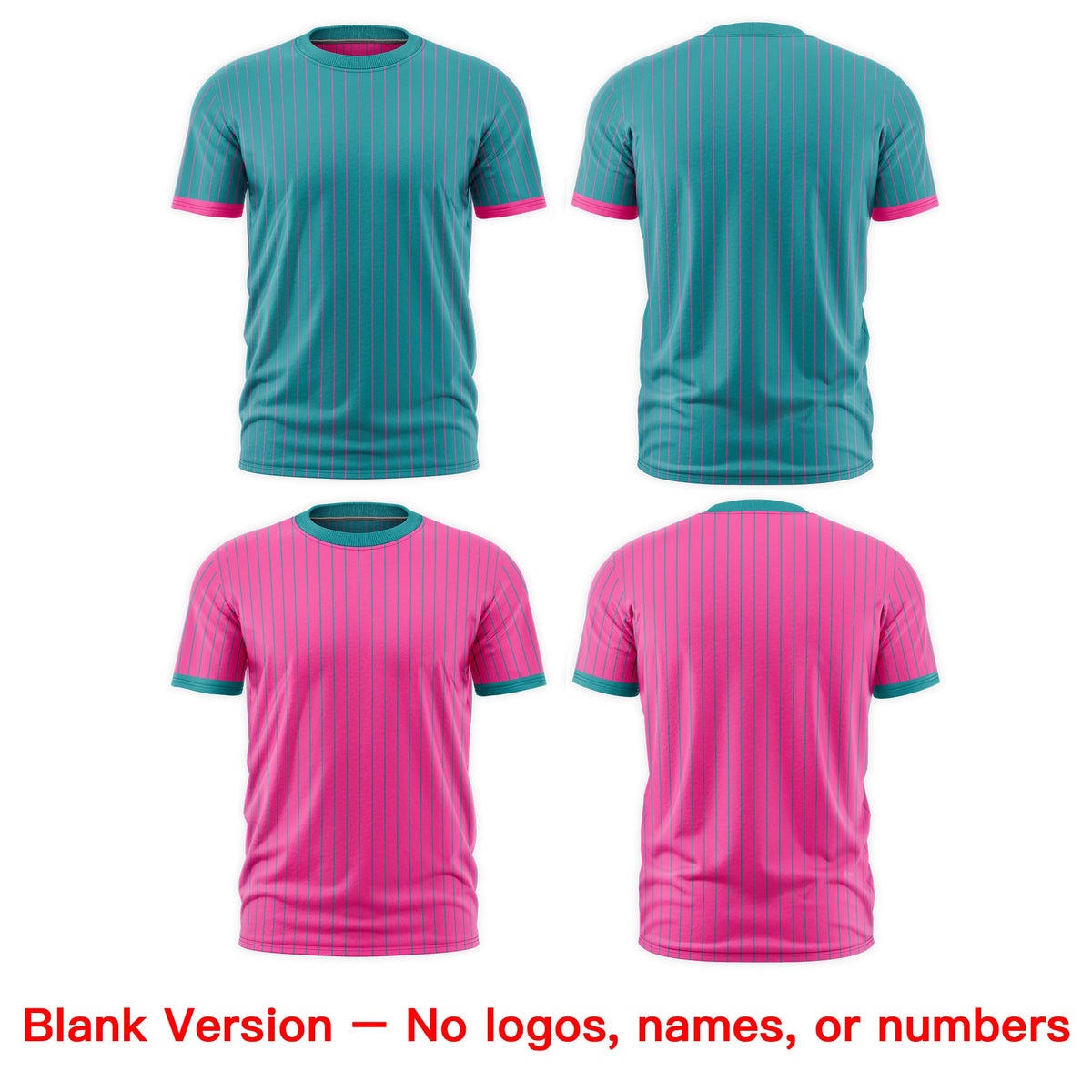 Custom Pink Aqua White Reversible Stripe Fashion T-shirt| KXKSHOP