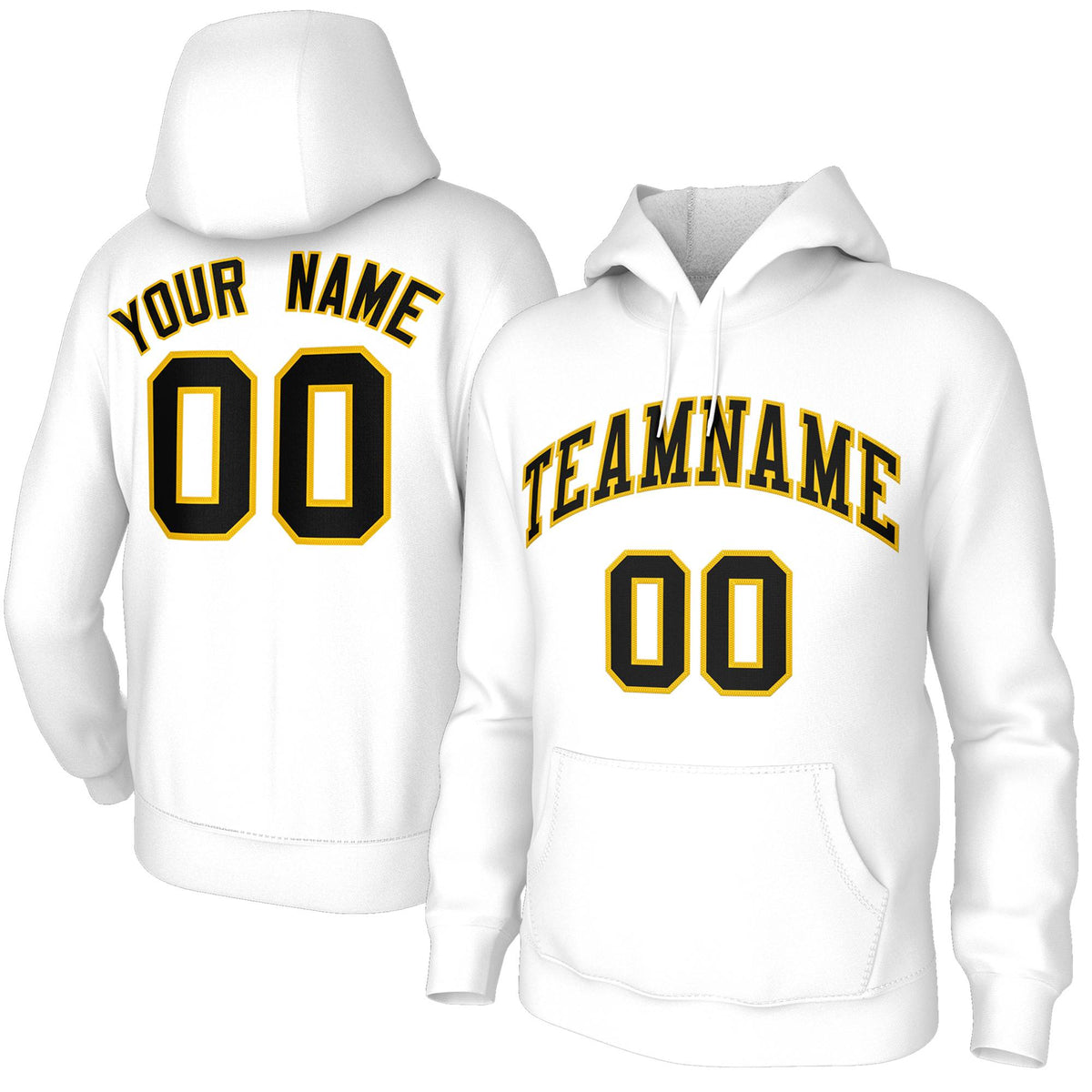 Custom Classic Style White Hoodie Fashion Athletic Pullover Sweatshirt