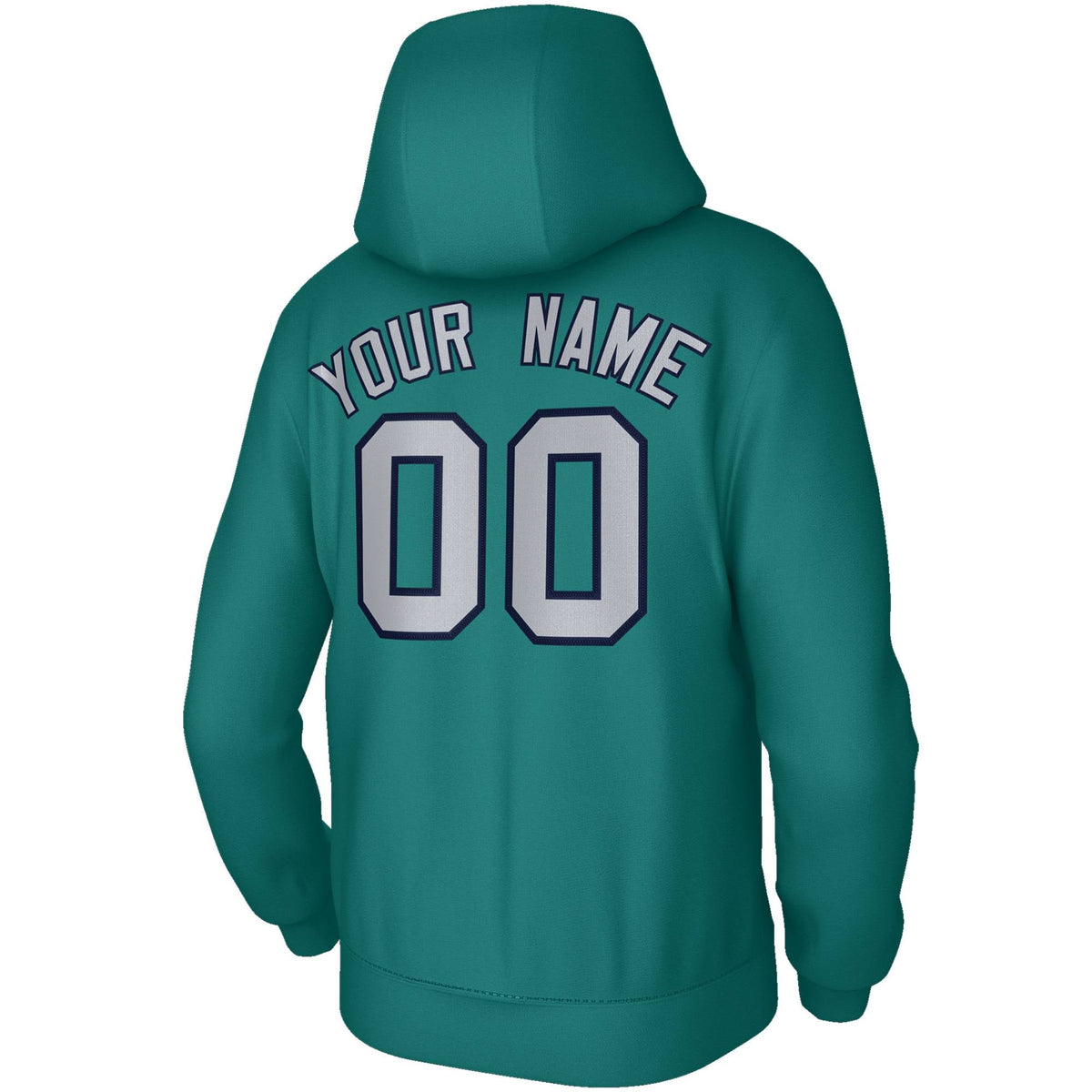 Custom Stitched Aqua Gray Navy Classic Style Sweatshirt Pullover Hoodie