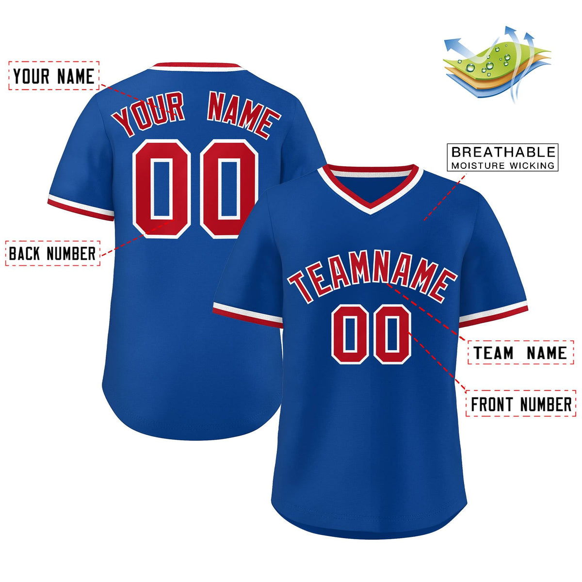 Custom Royal Red-White Orange Classic Style Outdoor Authentic Pullover Baseball Jersey