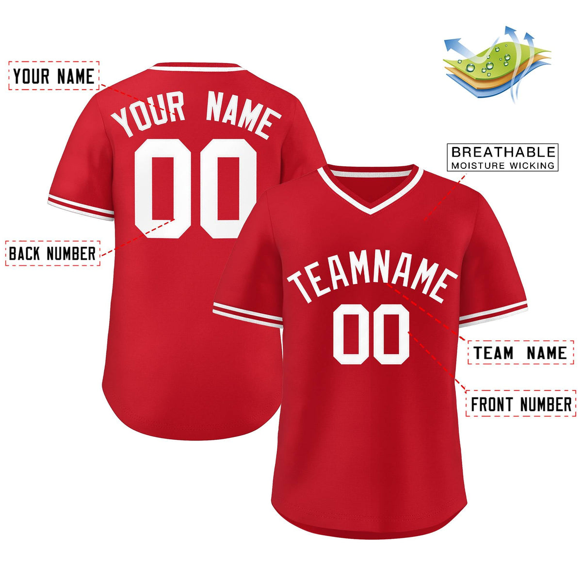 Custom White Red Classic Style Outdoor Authentic Pullover Baseball Jersey