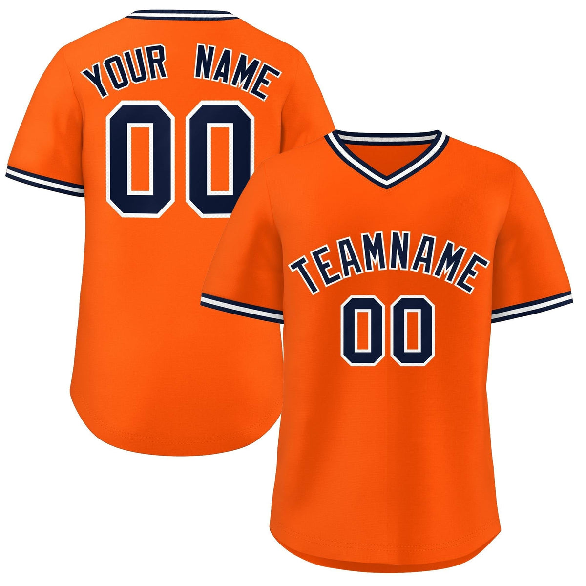Custom Orange Navy Classic Style Outdoor Authentic Pullover Baseball Jersey