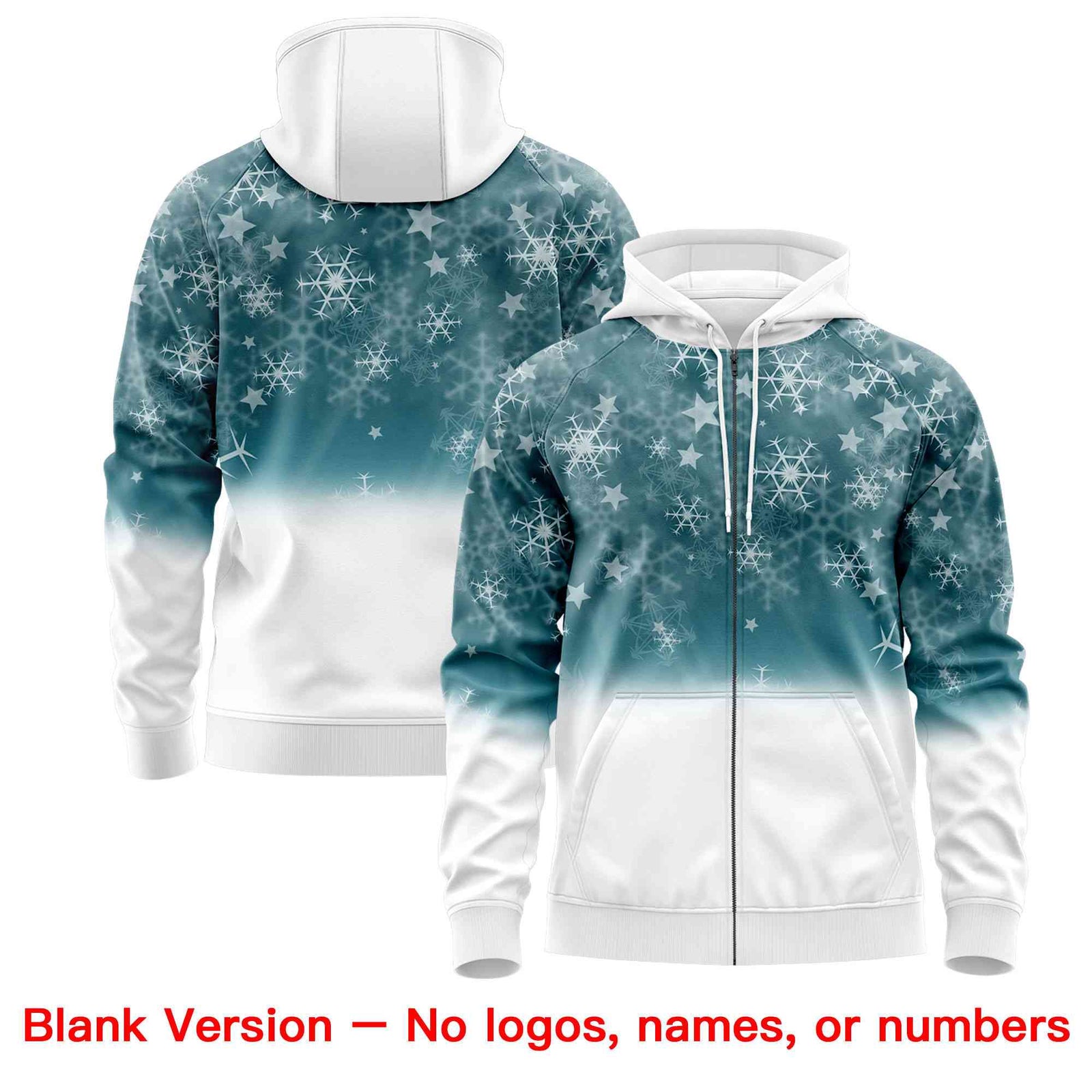 Custom White Midnight Blue Christmas Graffiti Pattern Athletic Full-Zip Hoodie| KXKSHOP