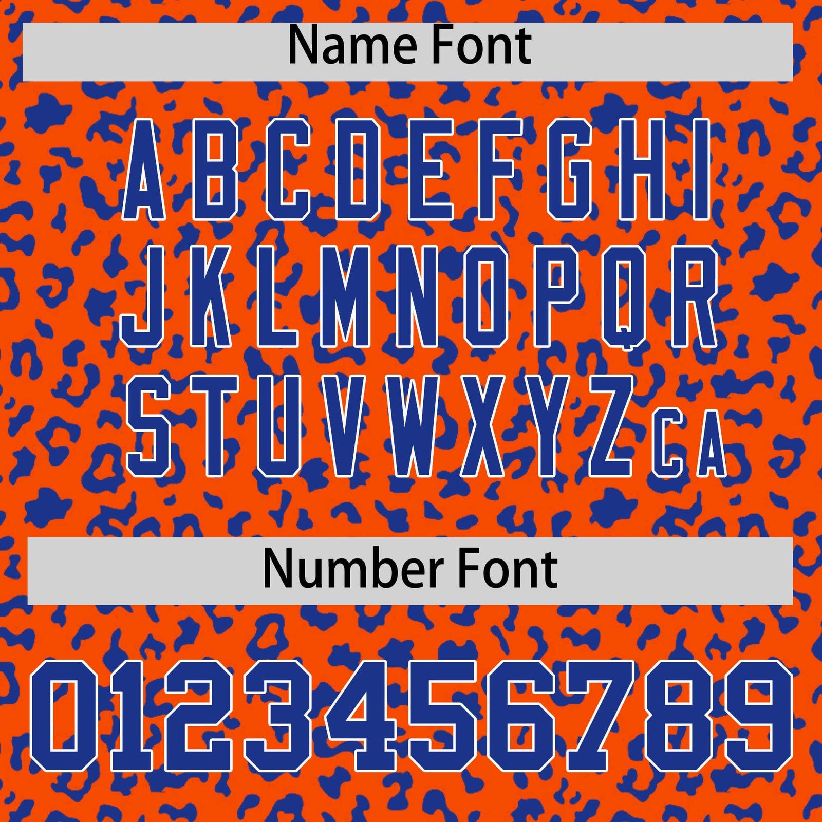 Custom Orange Royal Varsity Full-Zip Letterman Leopard Print Hoodie Jacket
