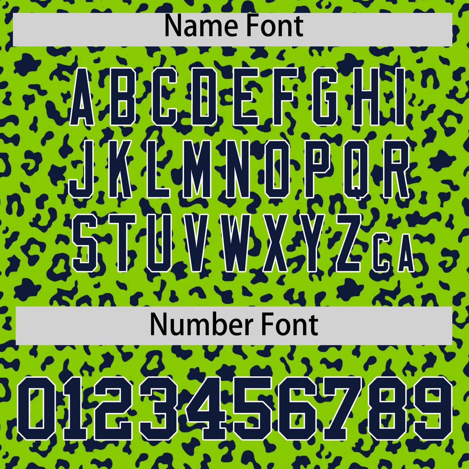 Custom Neon Green Navy Varsity Full-Zip Letterman Leopard Print Hoodie Jacket
