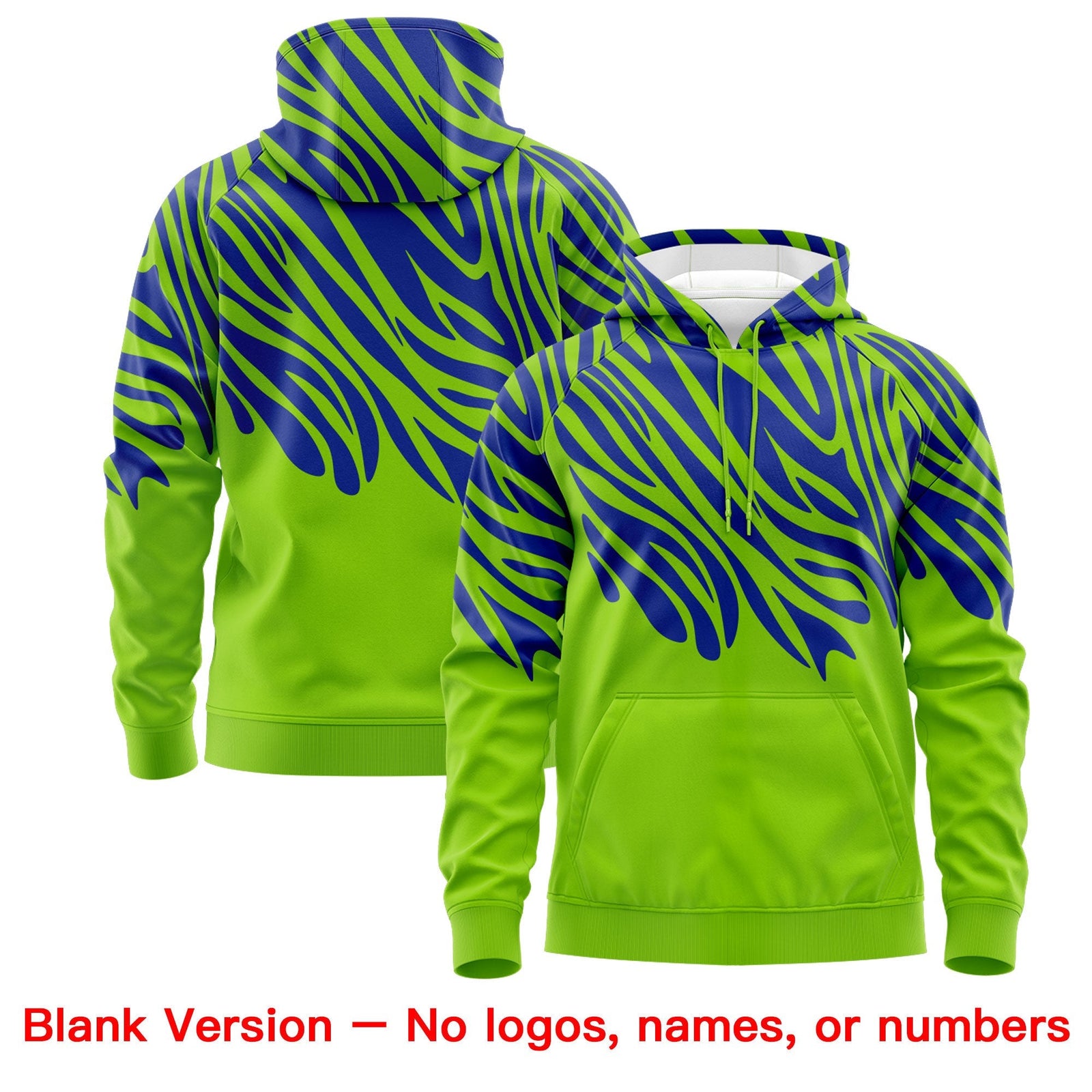 Custom Royal Blue Neon Green Leopard Print Pullover Sweatshirt Hoodie| KXKSHOP