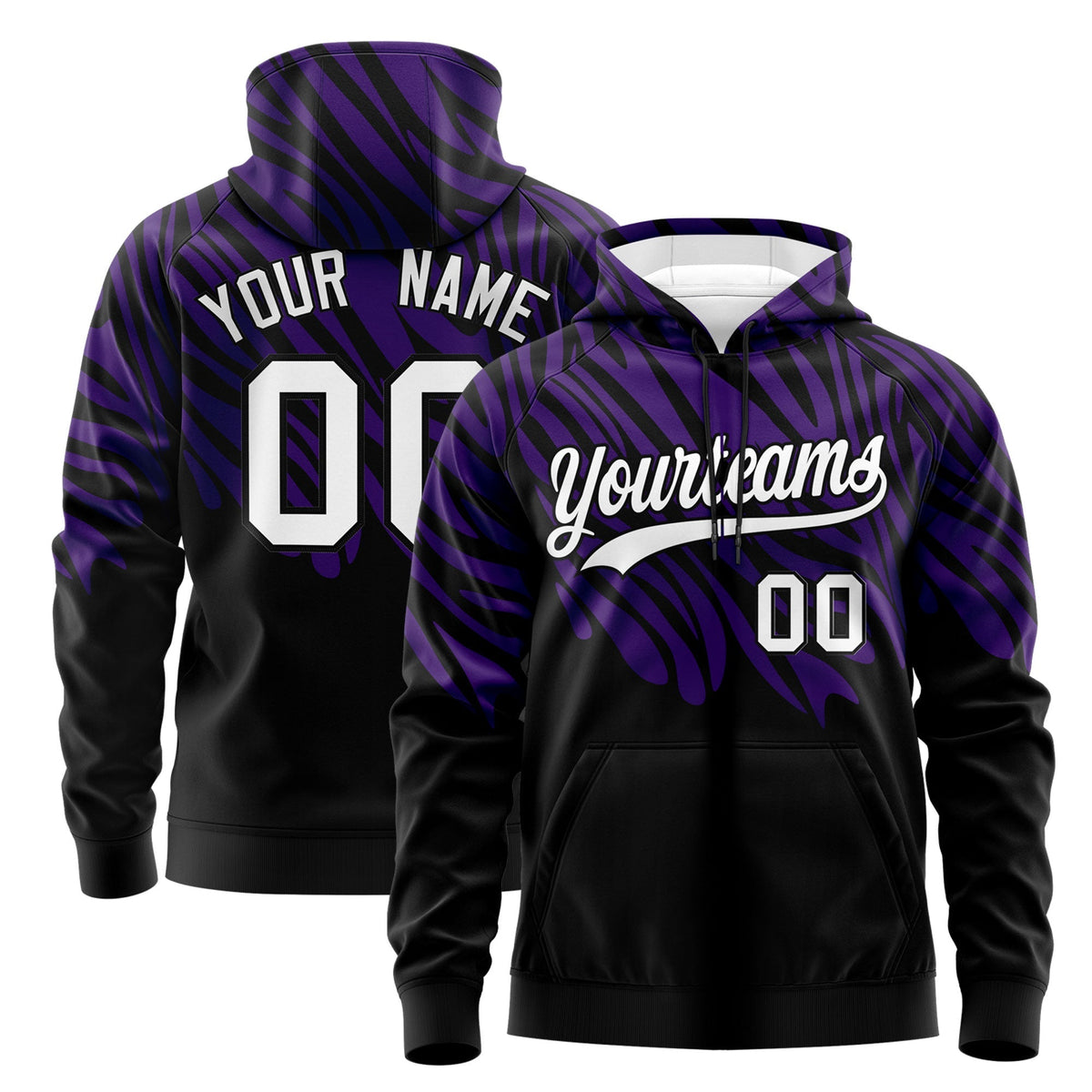 Custom Purple Black Leopard Print Pullover Sweatshirt Hoodie| KXKSHOP