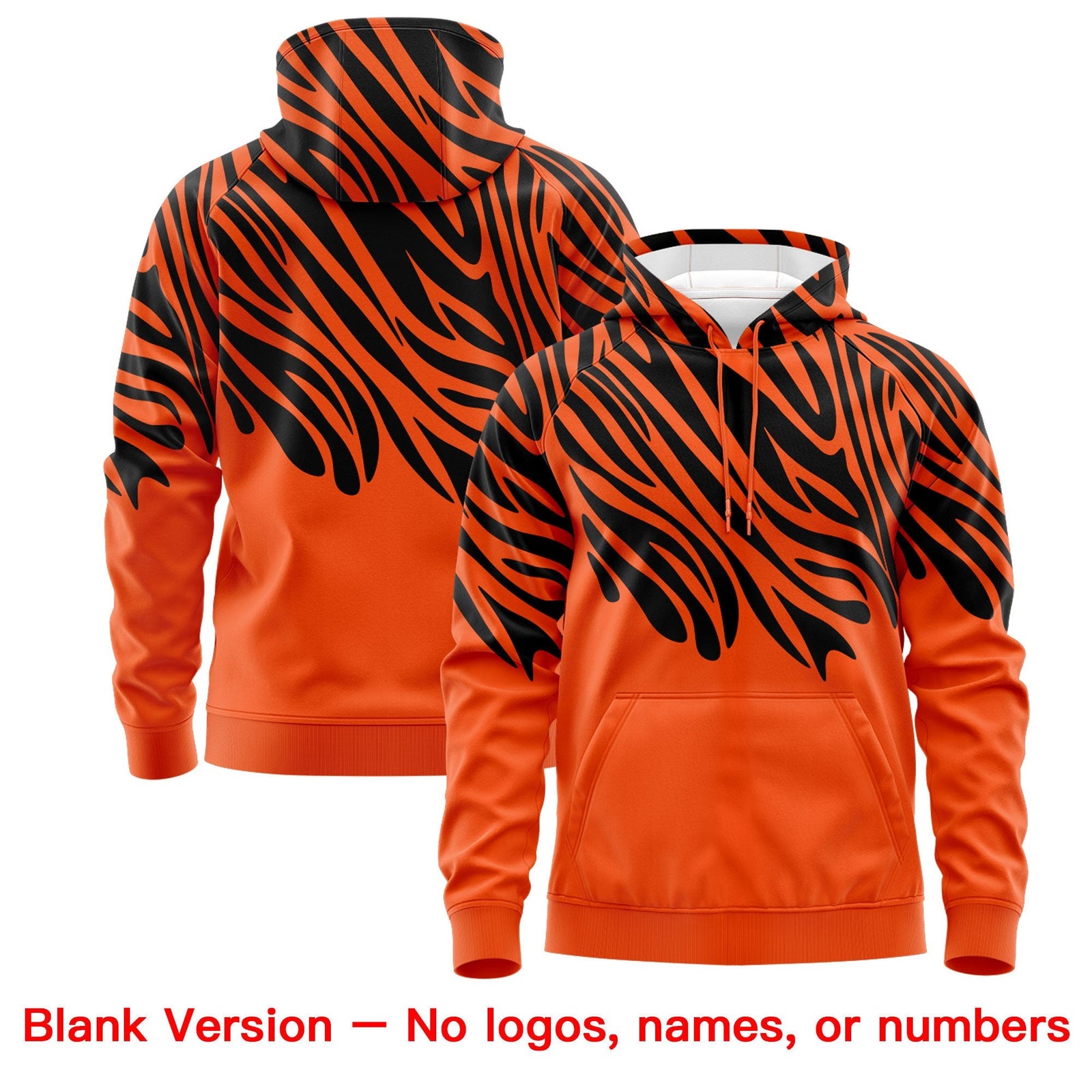 Custom Black Orange Leopard Print Pullover Sweatshirt Hoodie| KXKSHOP