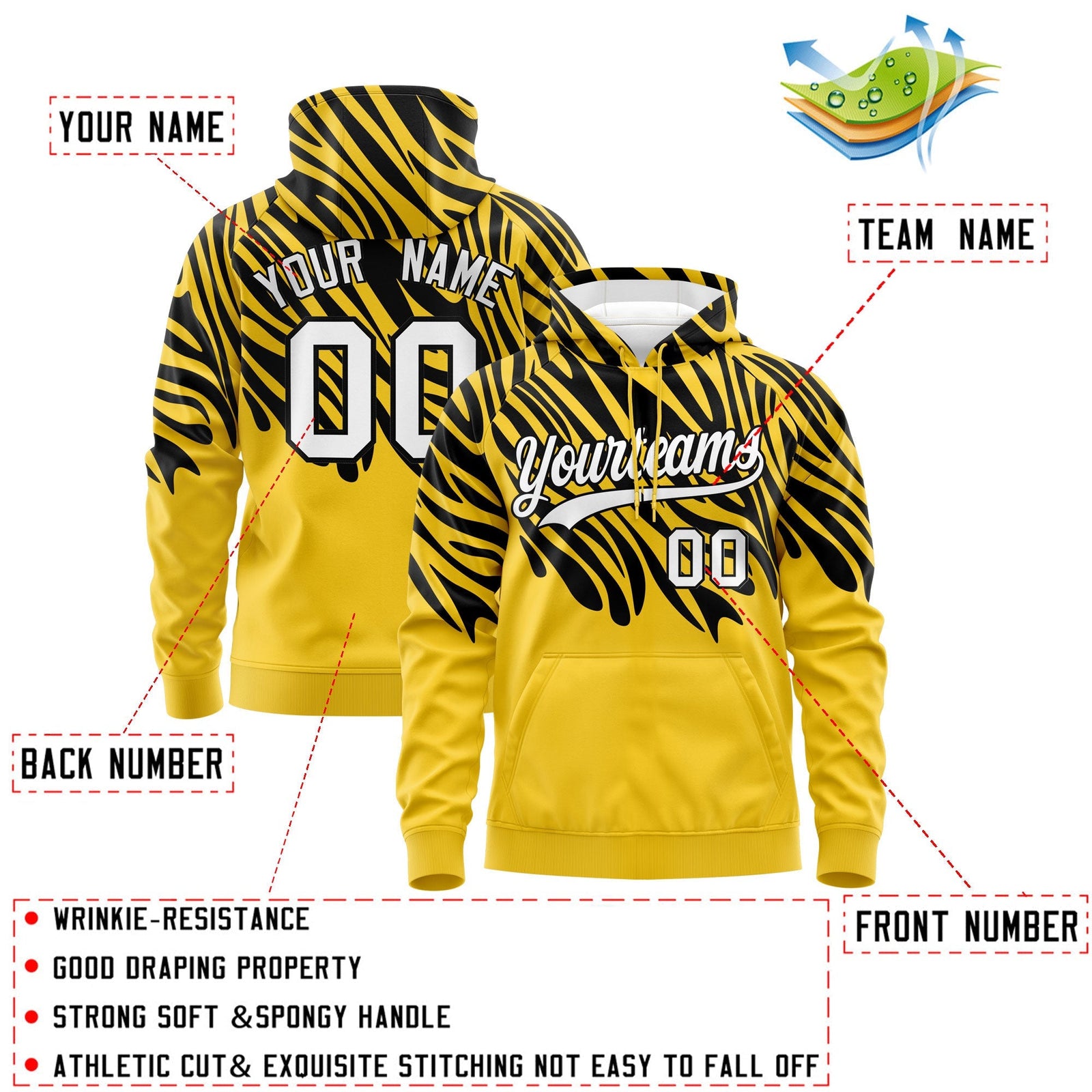 Custom Gold Black White Leopard Print Pullover Sweatshirt Hoodie| KXKSHOP