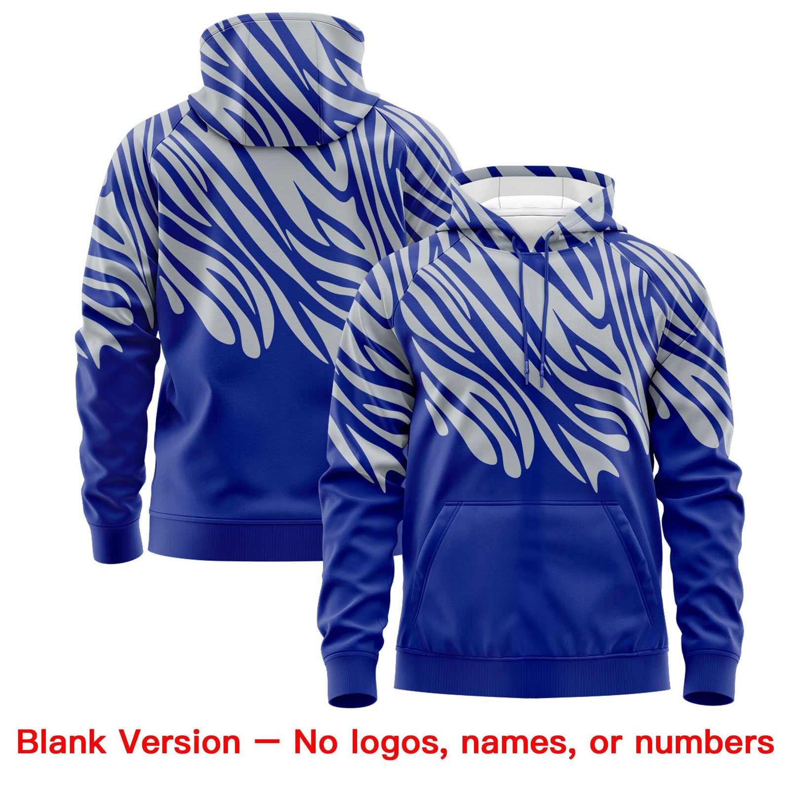 Custom Silver Royal Blue Leopard Print Pullover Sweatshirt Hoodie| KXKSHOP
