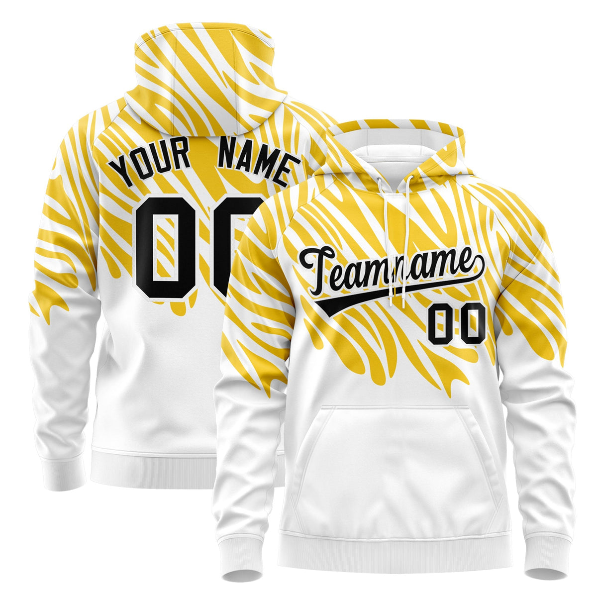 Custom White Gold Leopard Print Pullover Sweatshirt Hoodie| KXKSHOP