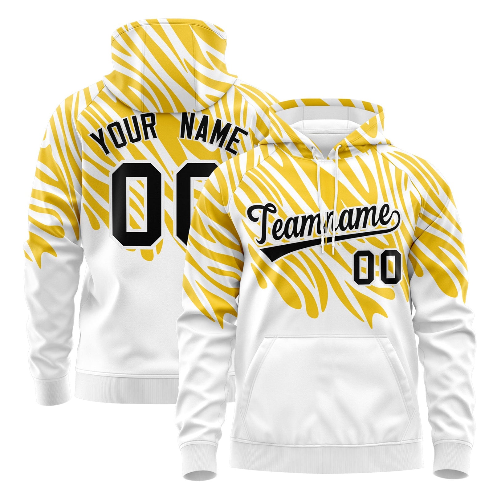 Custom White Gold Leopard Print Pullover Sweatshirt Hoodie| KXKSHOP