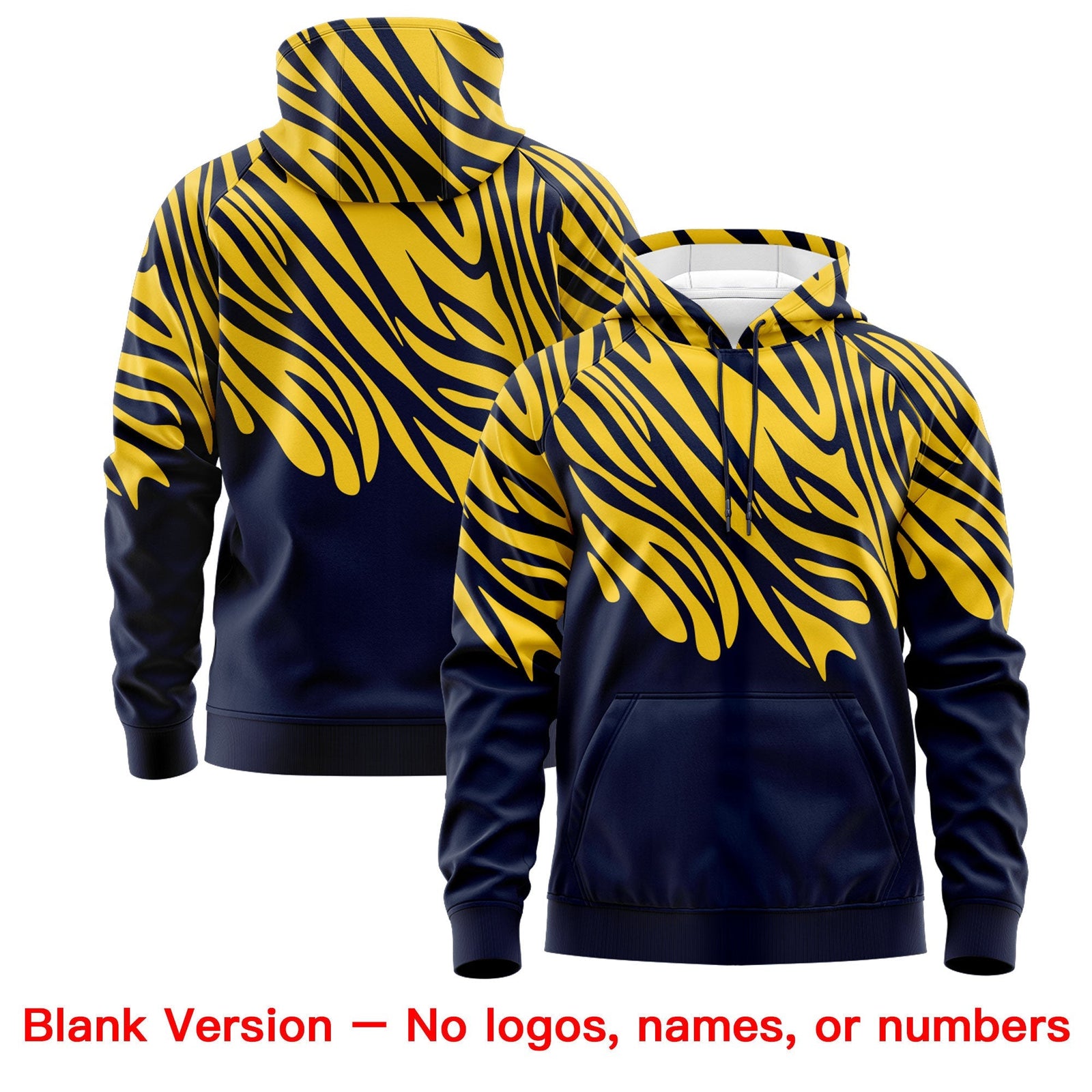 Custom Navy Gold White Leopard Print Pullover Sweatshirt Hoodie| KXKSHOP